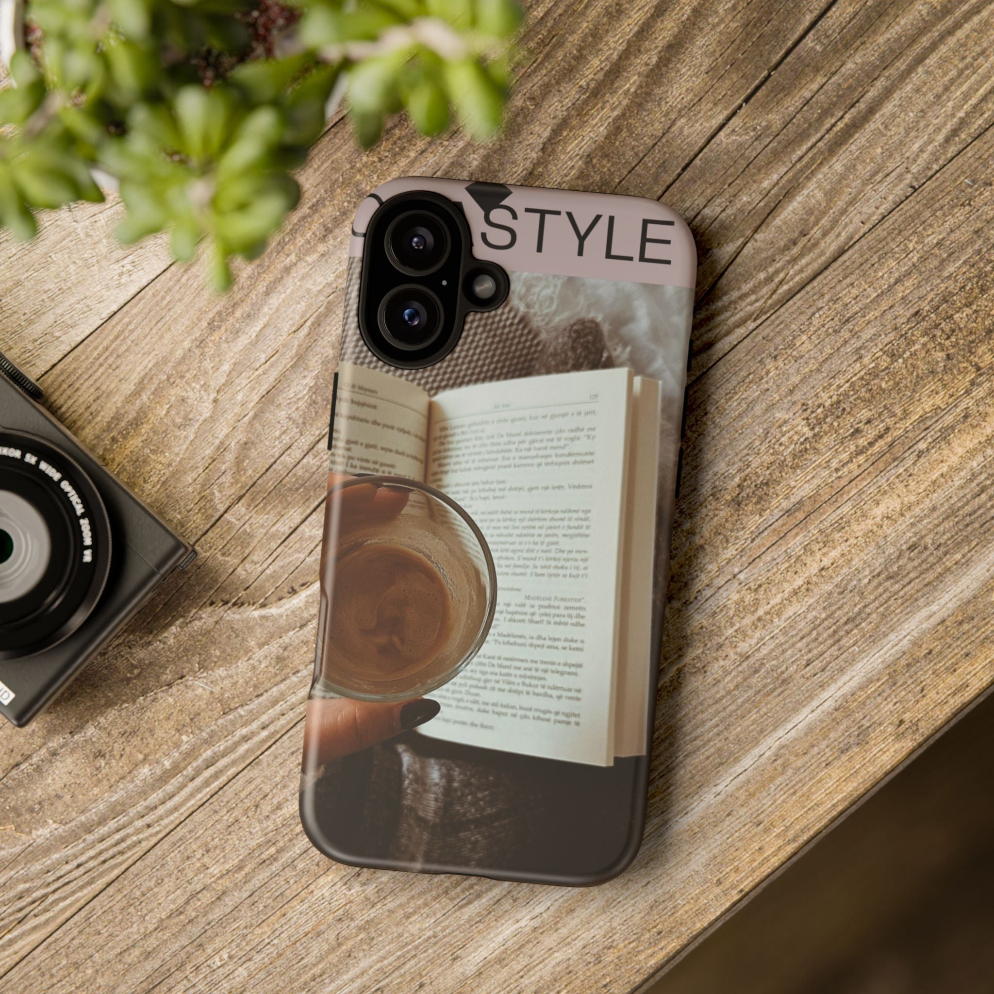 Cozy Reading Phone Case — Coffee & Book Protective Cover