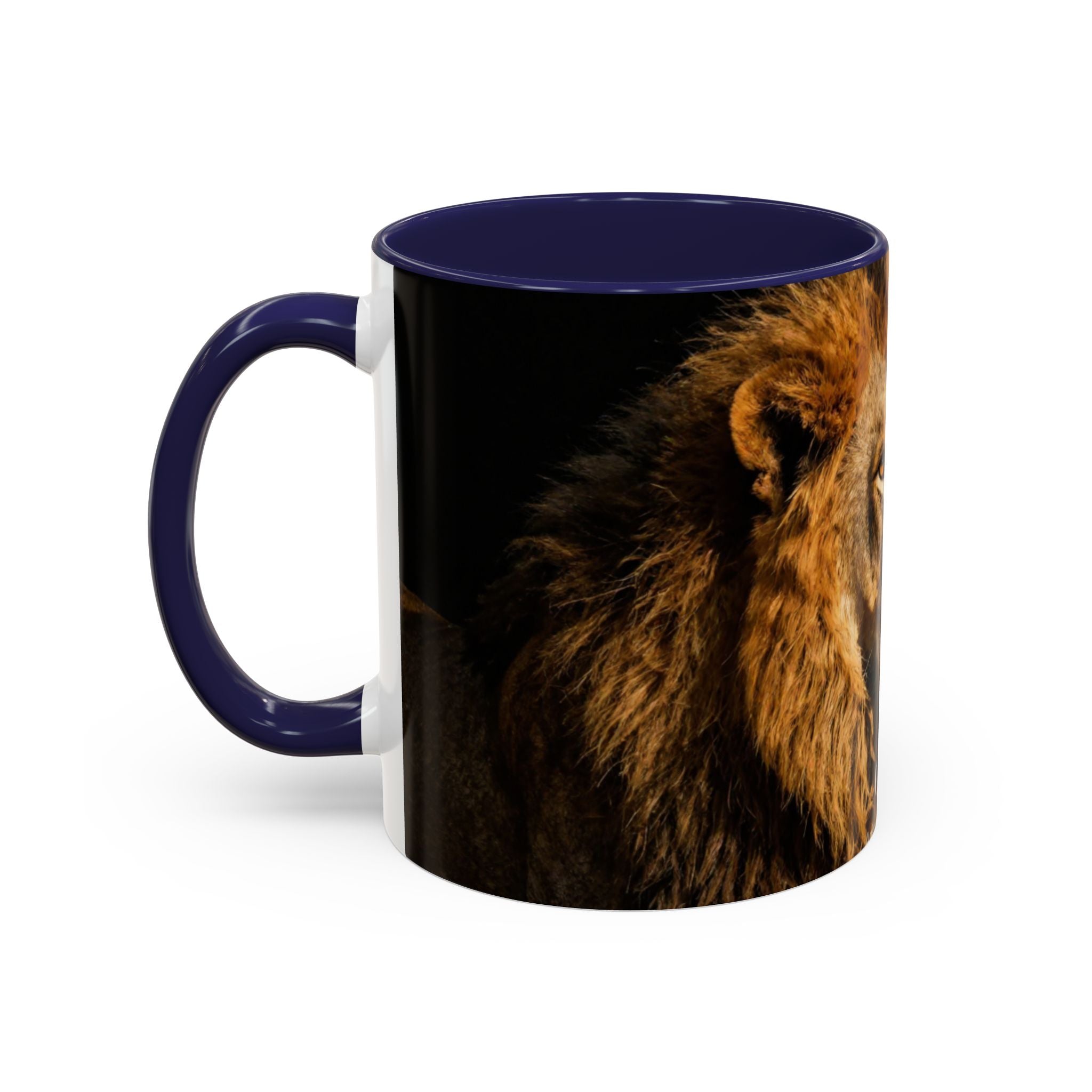 Majestic Lion Accent Coffee Mug — Bold Wildlife Portrait Tea Cup (11/15oz)