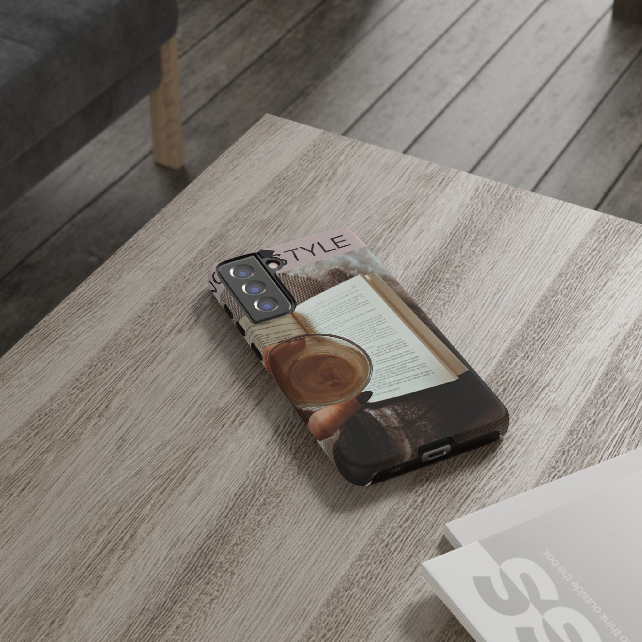Cozy Reading Phone Case — Coffee & Book Protective Cover