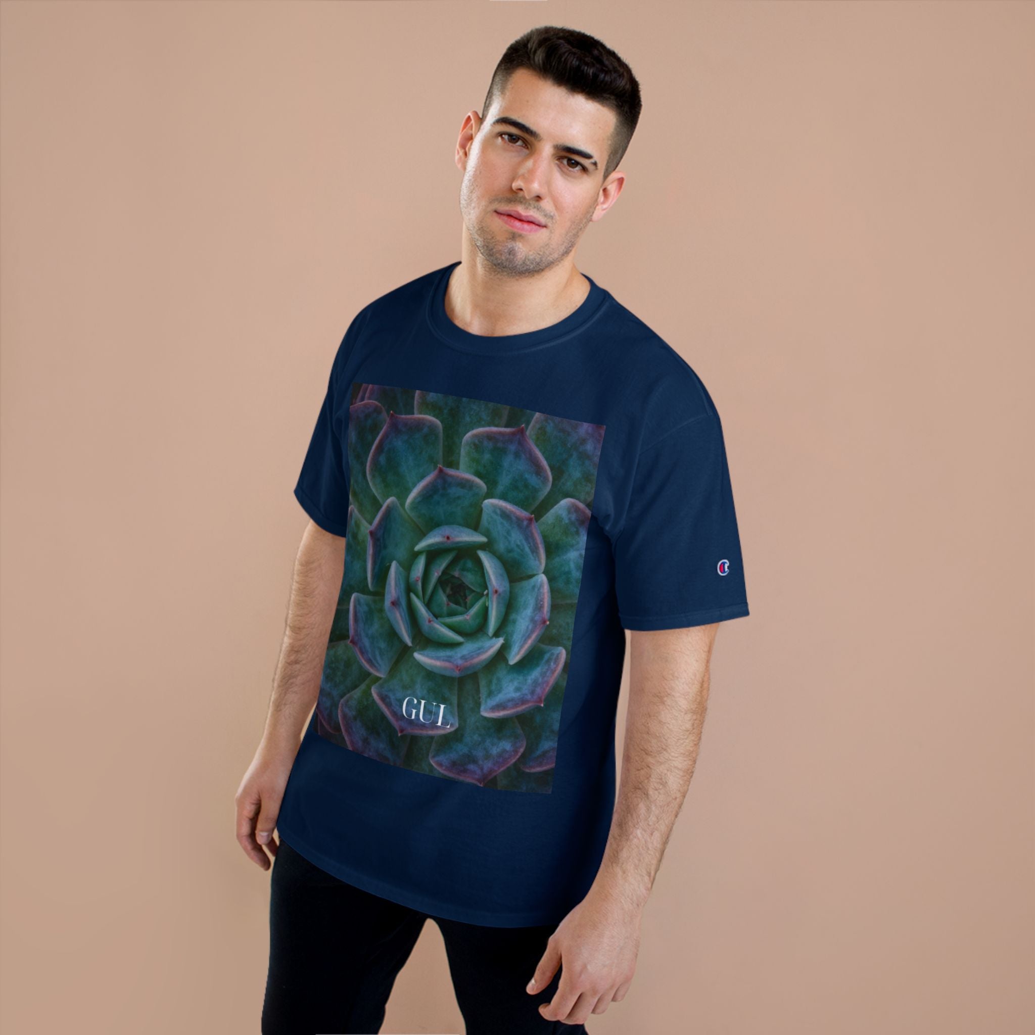 Champion Graphic T‑Shirt — Succulent & Pyramid Photo Print Tee