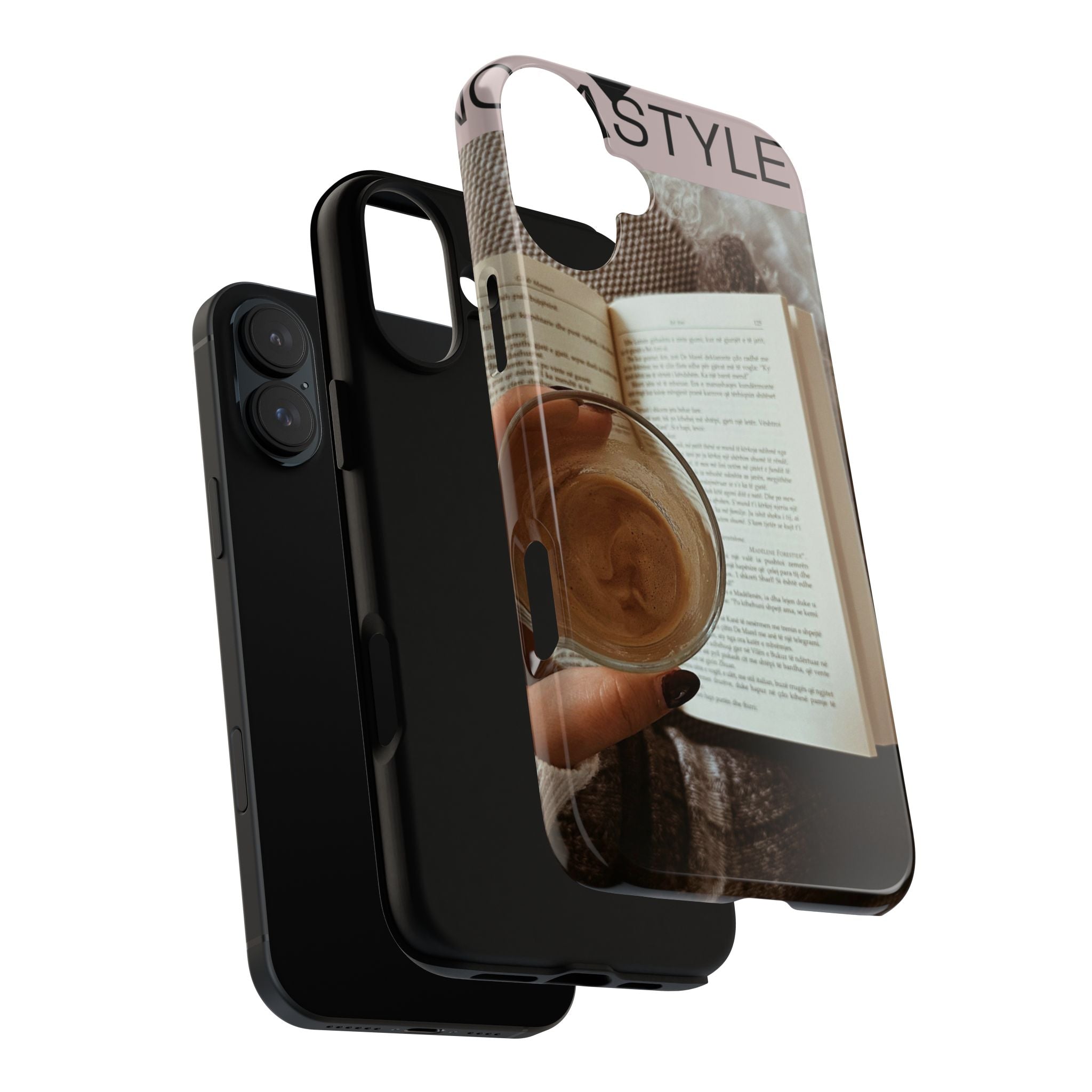 Cozy Reading Phone Case — Coffee & Book Protective Cover