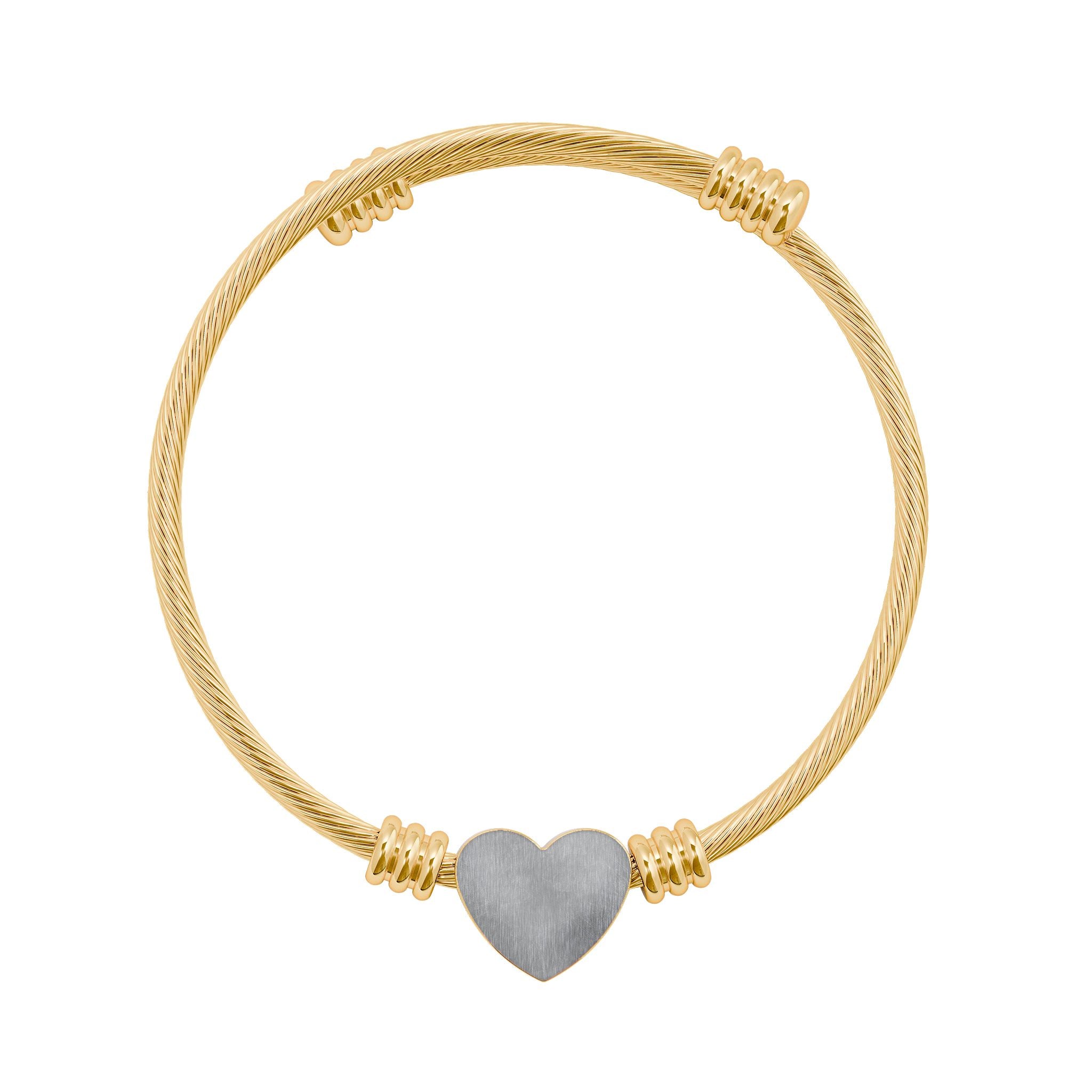 Engravable Heart Cuff Bracelet — Personalized Minimalist Bangle for Women (Silver & Gold)