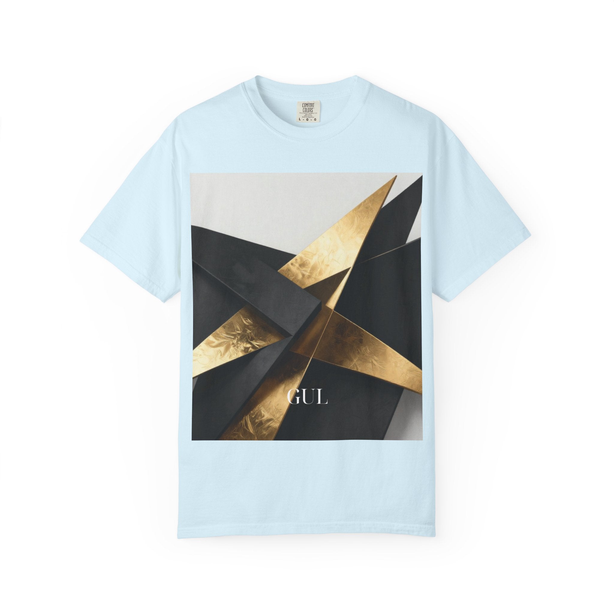 Graphic T-Shirt — Modern Gold Abstract & Mountain Photo Print