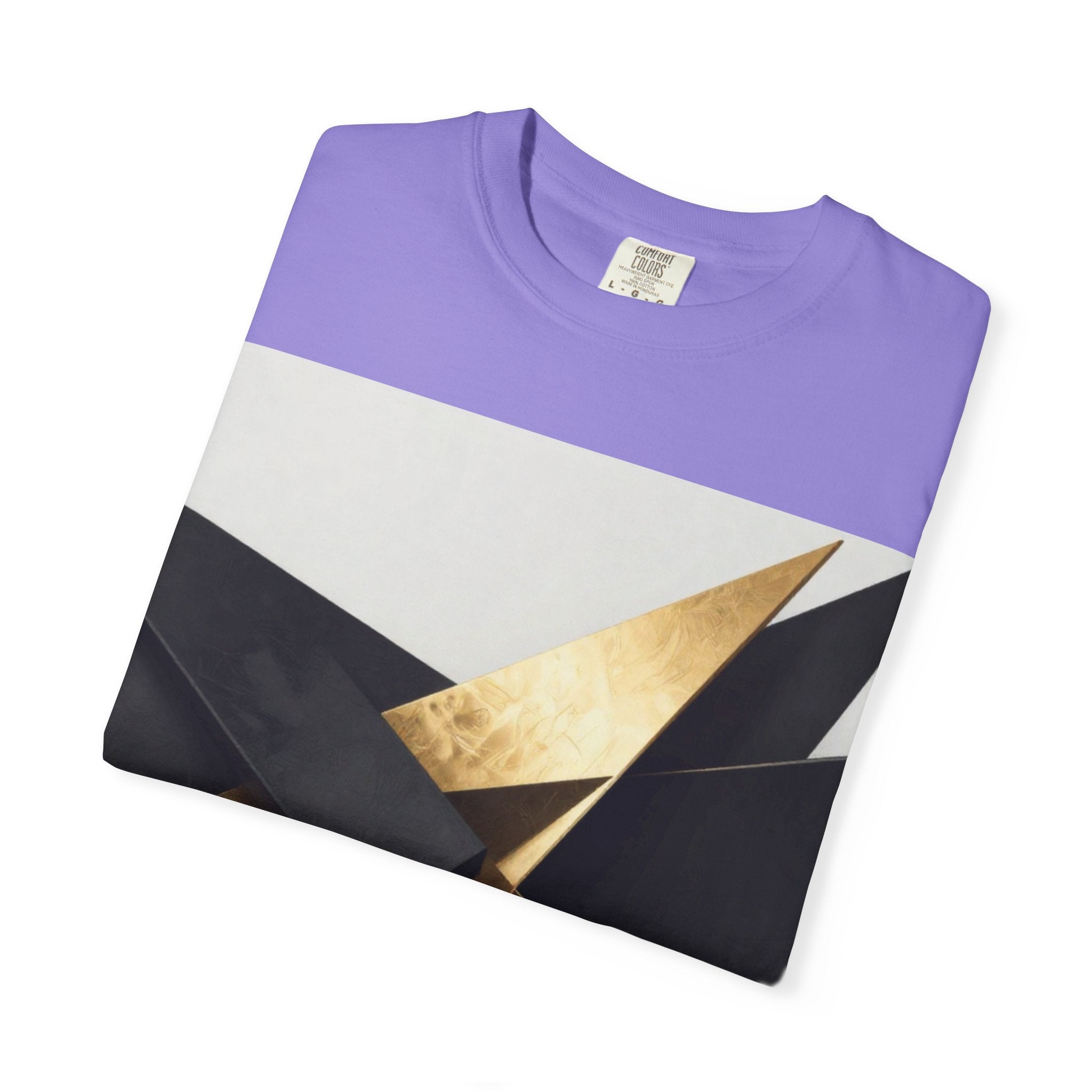 Graphic T-Shirt — Modern Gold Abstract & Mountain Photo Print