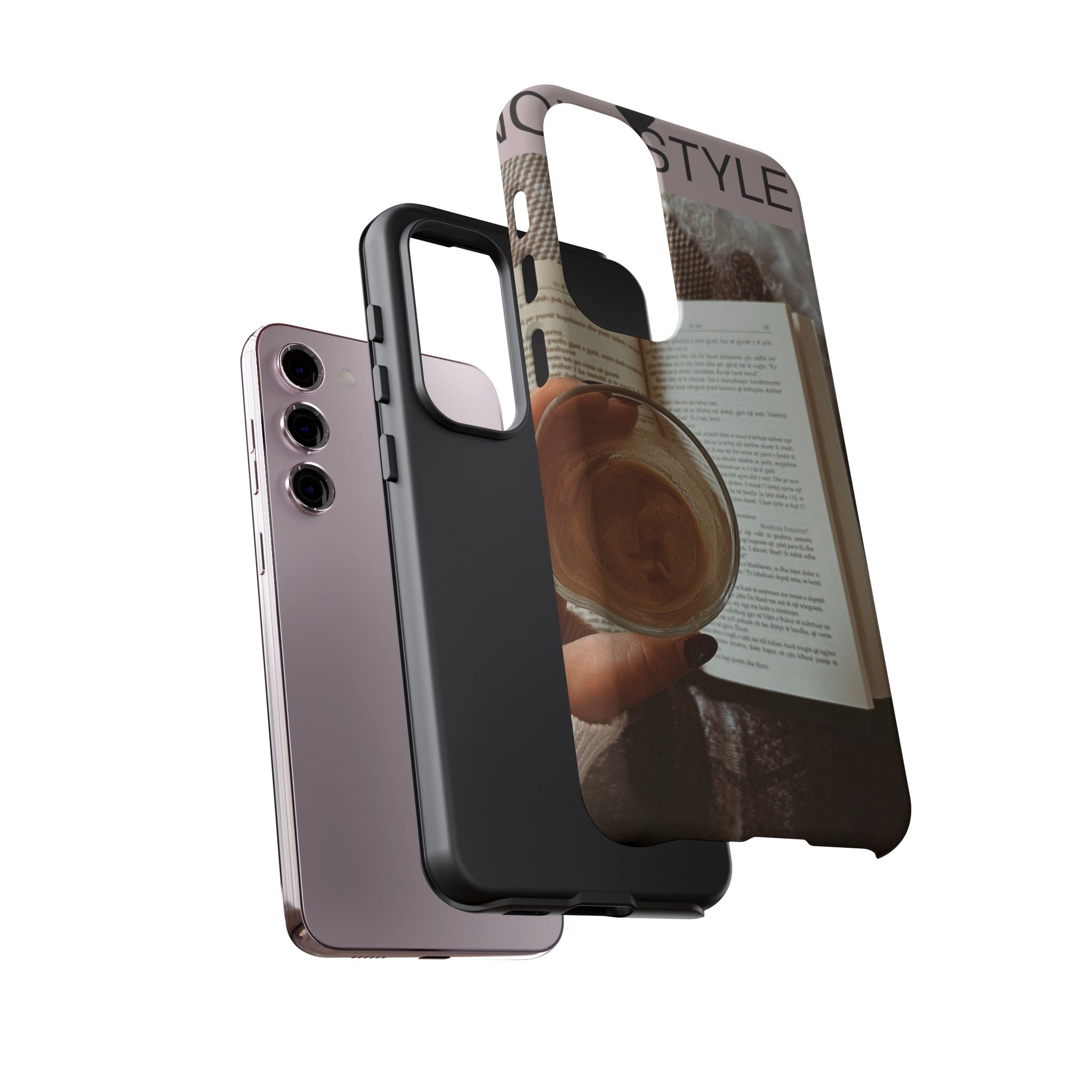 Cozy Reading Phone Case — Coffee & Book Protective Cover