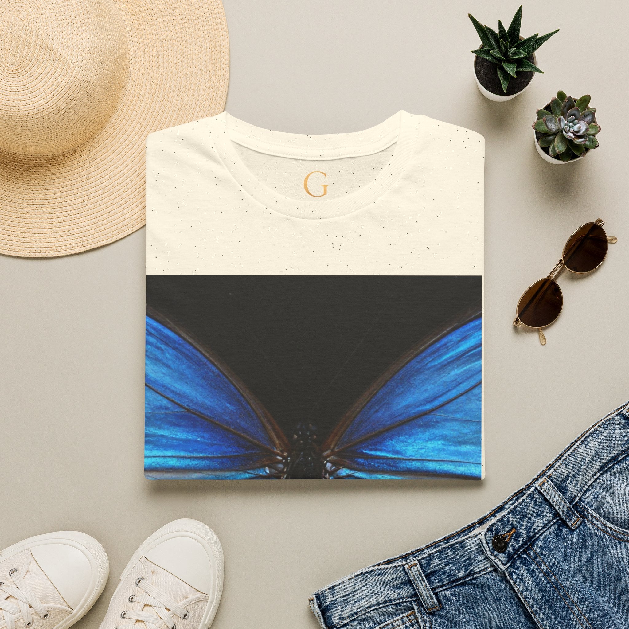 Blue Morph Butterfly T-Shirt — Vibrant Nature Graphic Tee