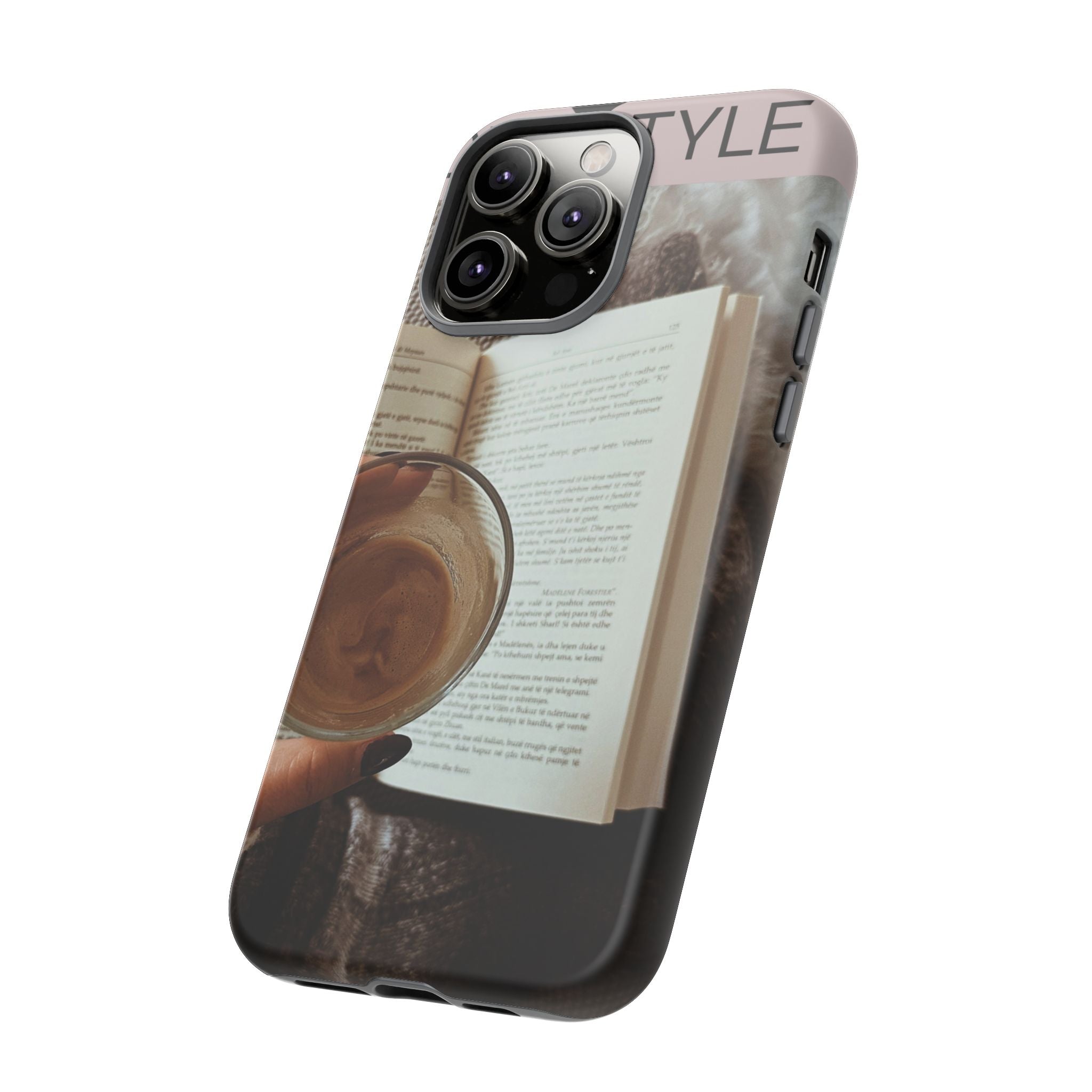 Cozy Reading Phone Case — Coffee & Book Protective Cover