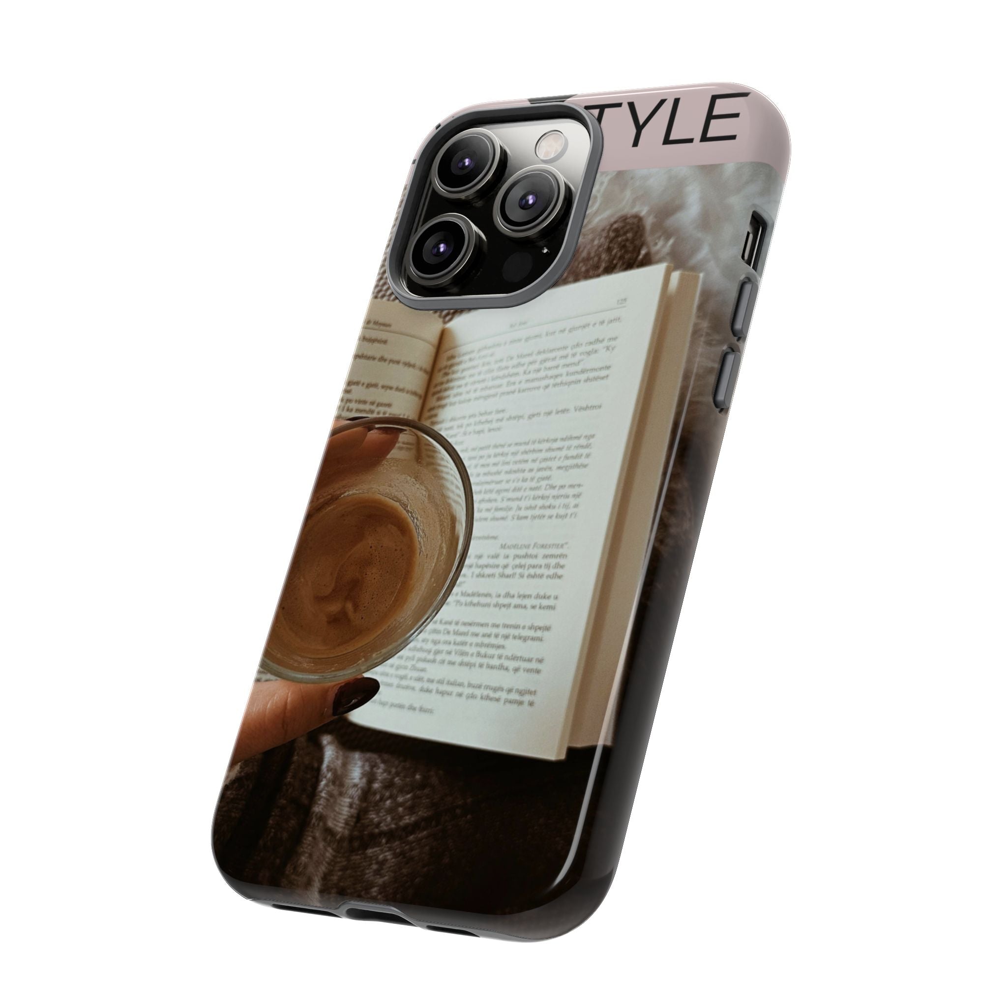 Cozy Reading Phone Case — Coffee & Book Protective Cover