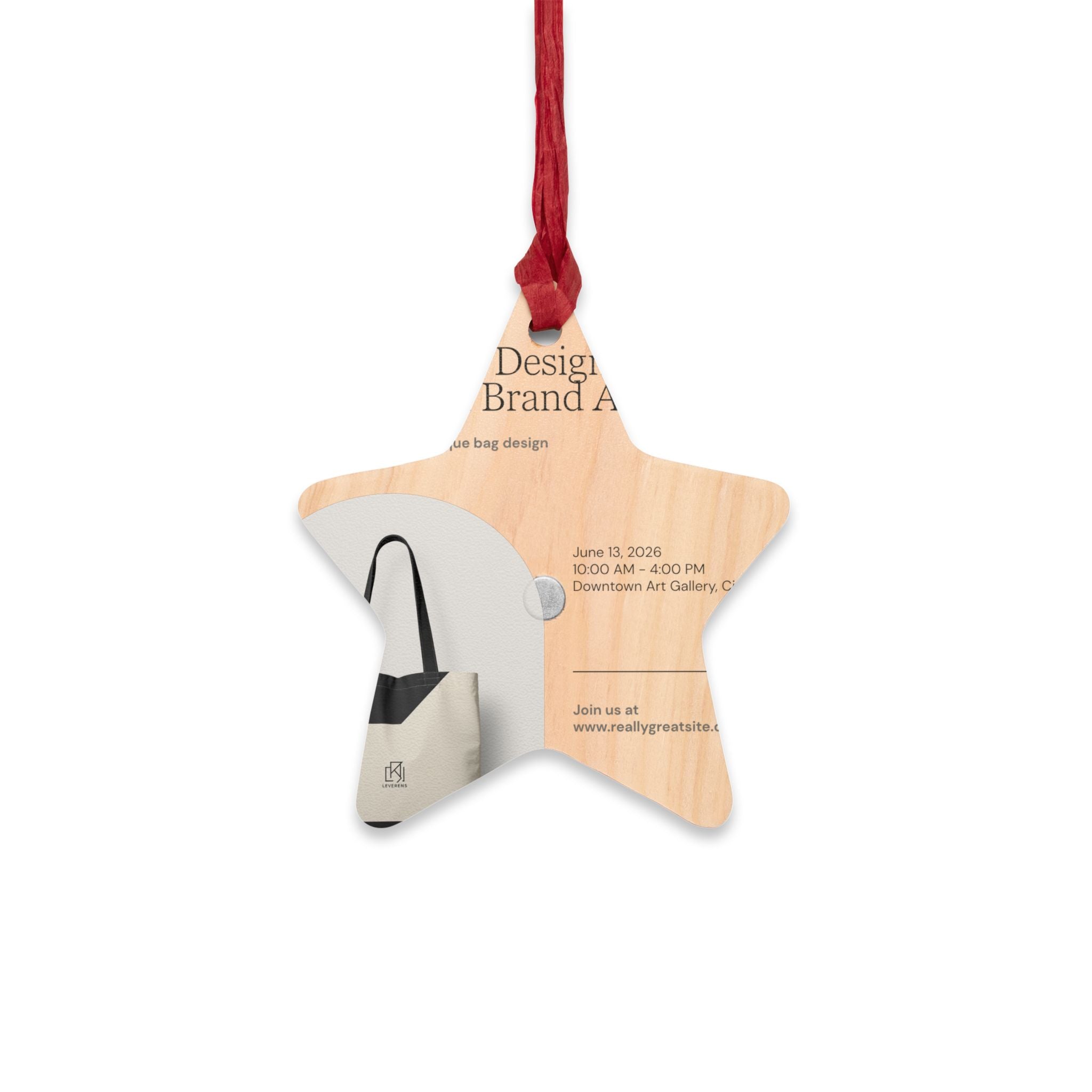 Bell-Shaped Wooden Ornament — Minimal Logo & Illustration Holiday Decoration