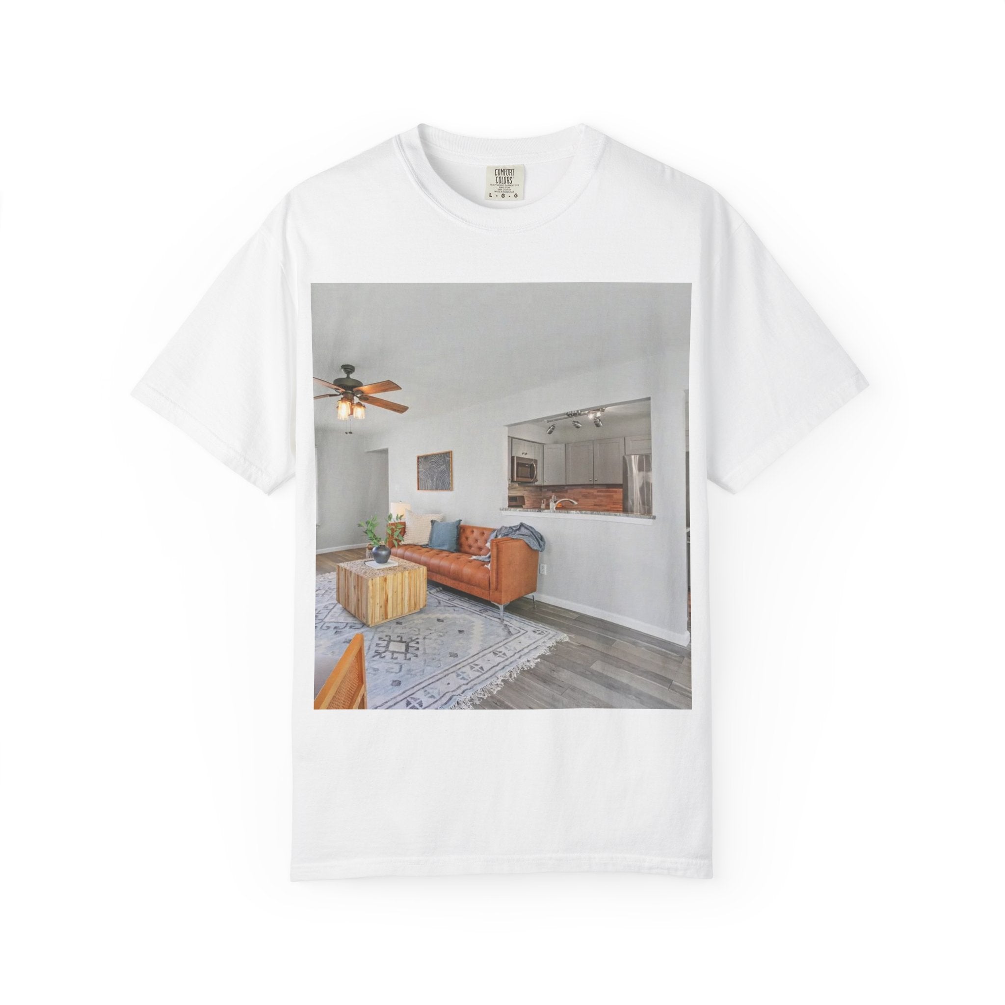Photo Print T-Shirt — Cozy Living Room Interior Design Tee