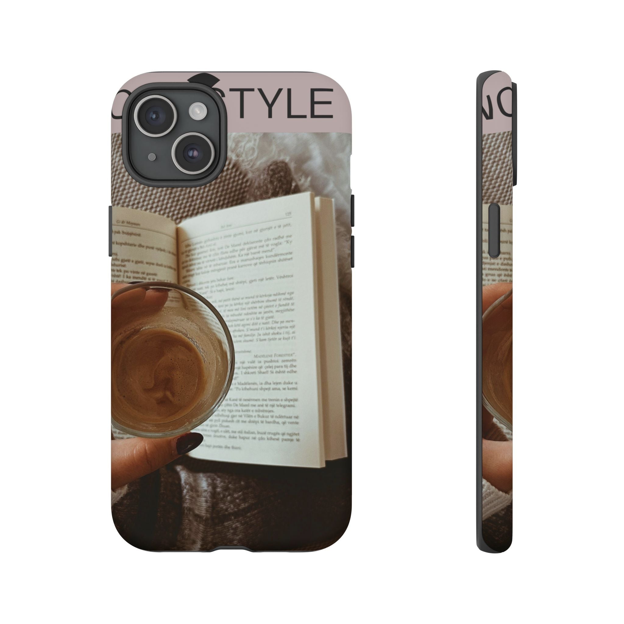 Cozy Reading Phone Case — Coffee & Book Protective Cover
