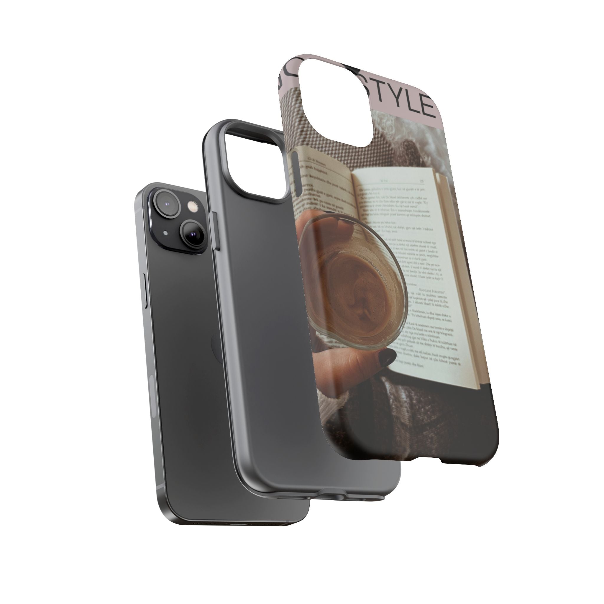 Cozy Reading Phone Case — Coffee & Book Protective Cover