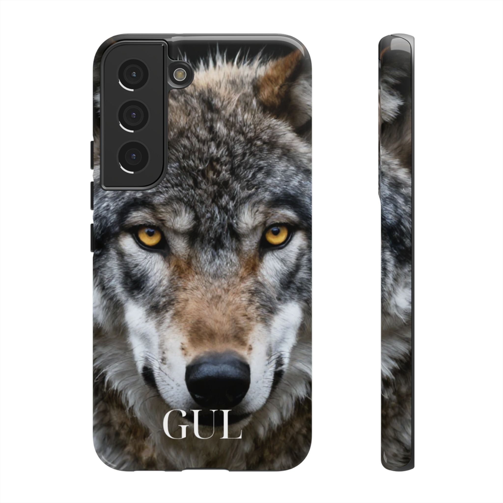 Wolf Eyes Phone Case — Fierce Wildlife iPhone Protective Case with ‘GUL’ Text