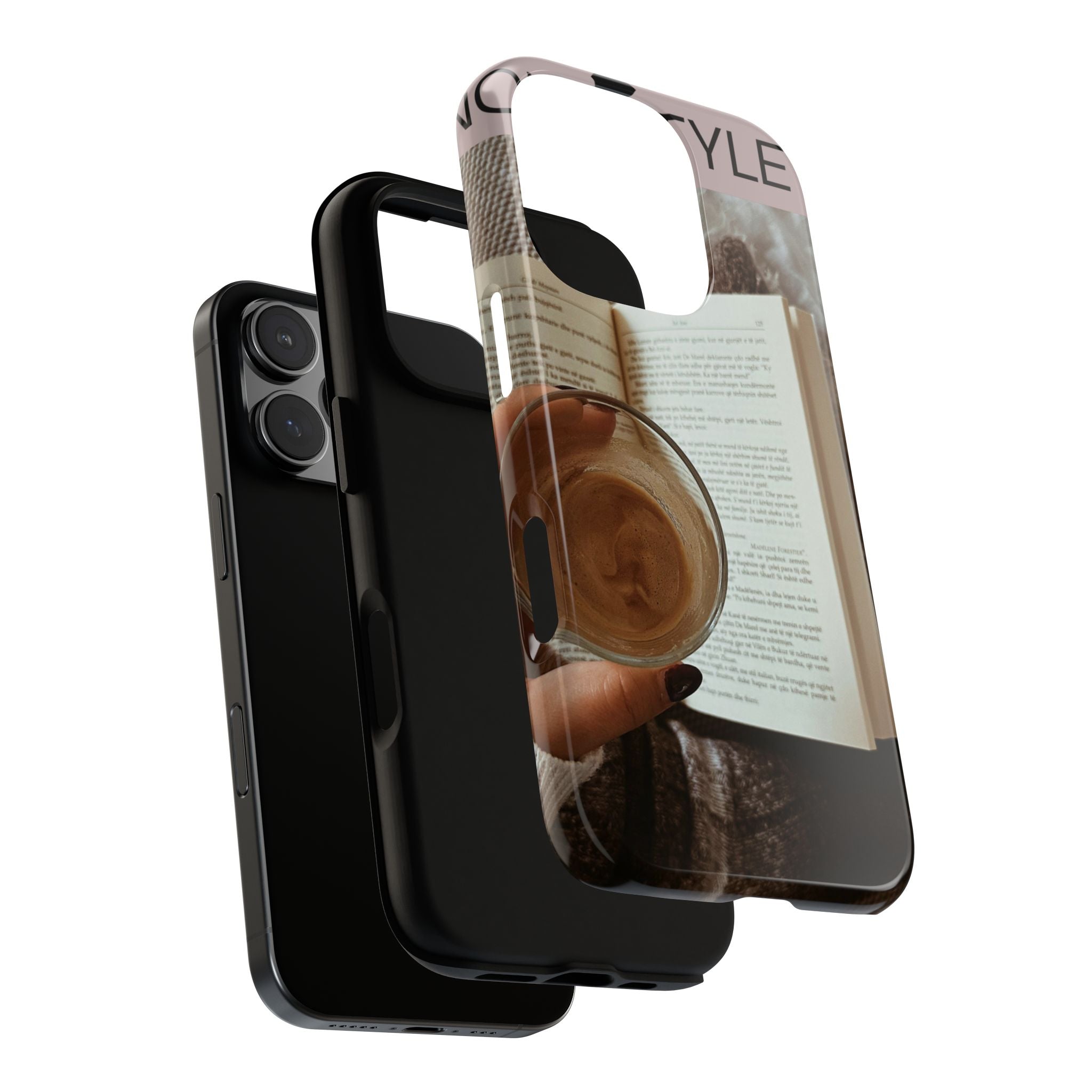 Cozy Reading Phone Case — Coffee & Book Protective Cover