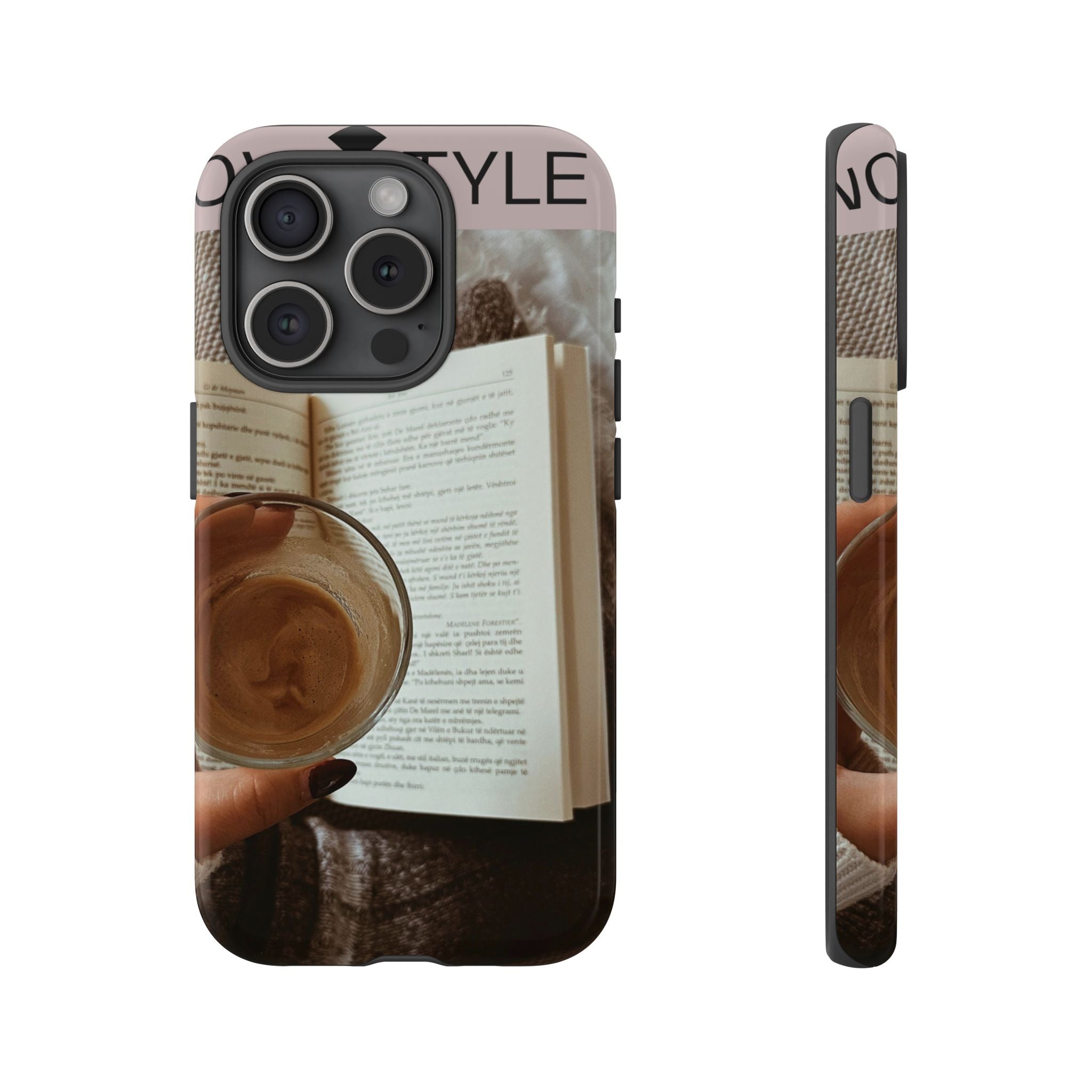 Cozy Reading Phone Case — Coffee & Book Protective Cover