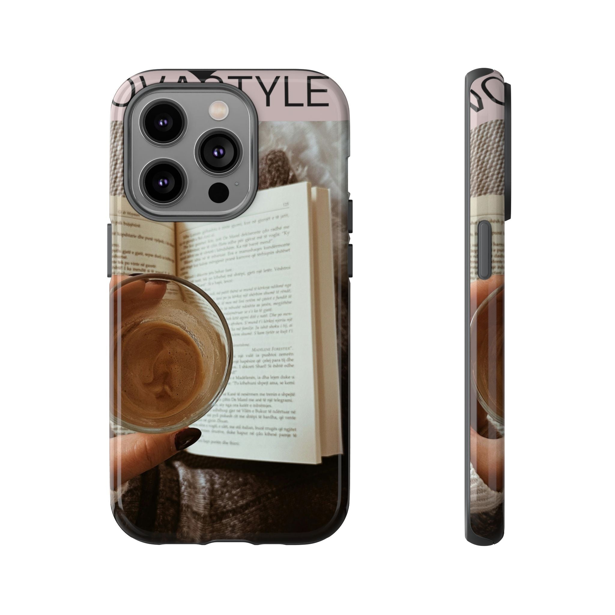 Cozy Reading Phone Case — Coffee & Book Protective Cover
