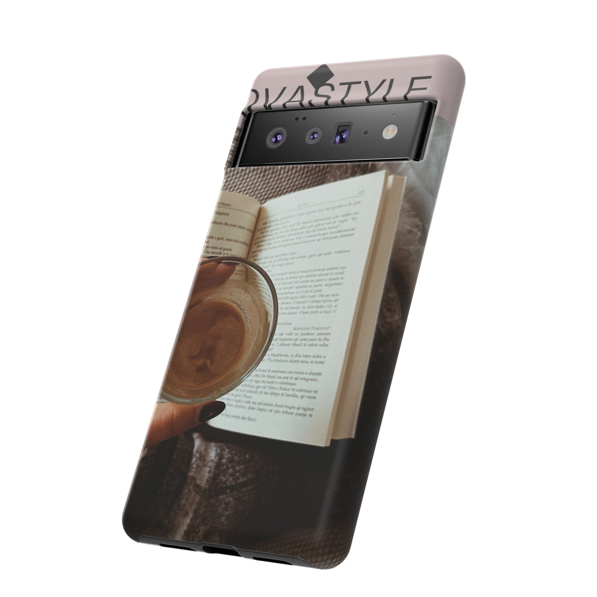 Cozy Reading Phone Case — Coffee & Book Protective Cover