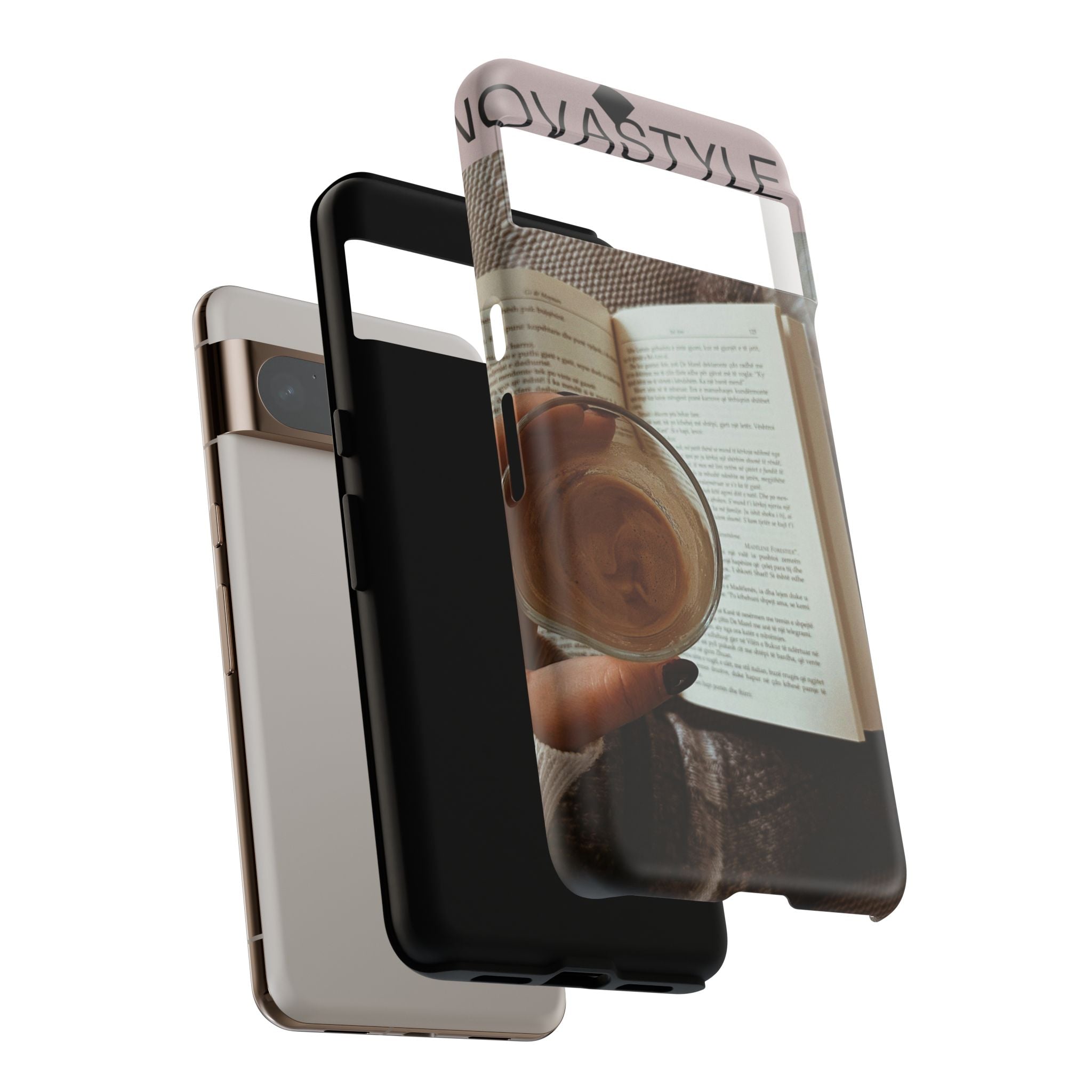 Cozy Reading Phone Case — Coffee & Book Protective Cover