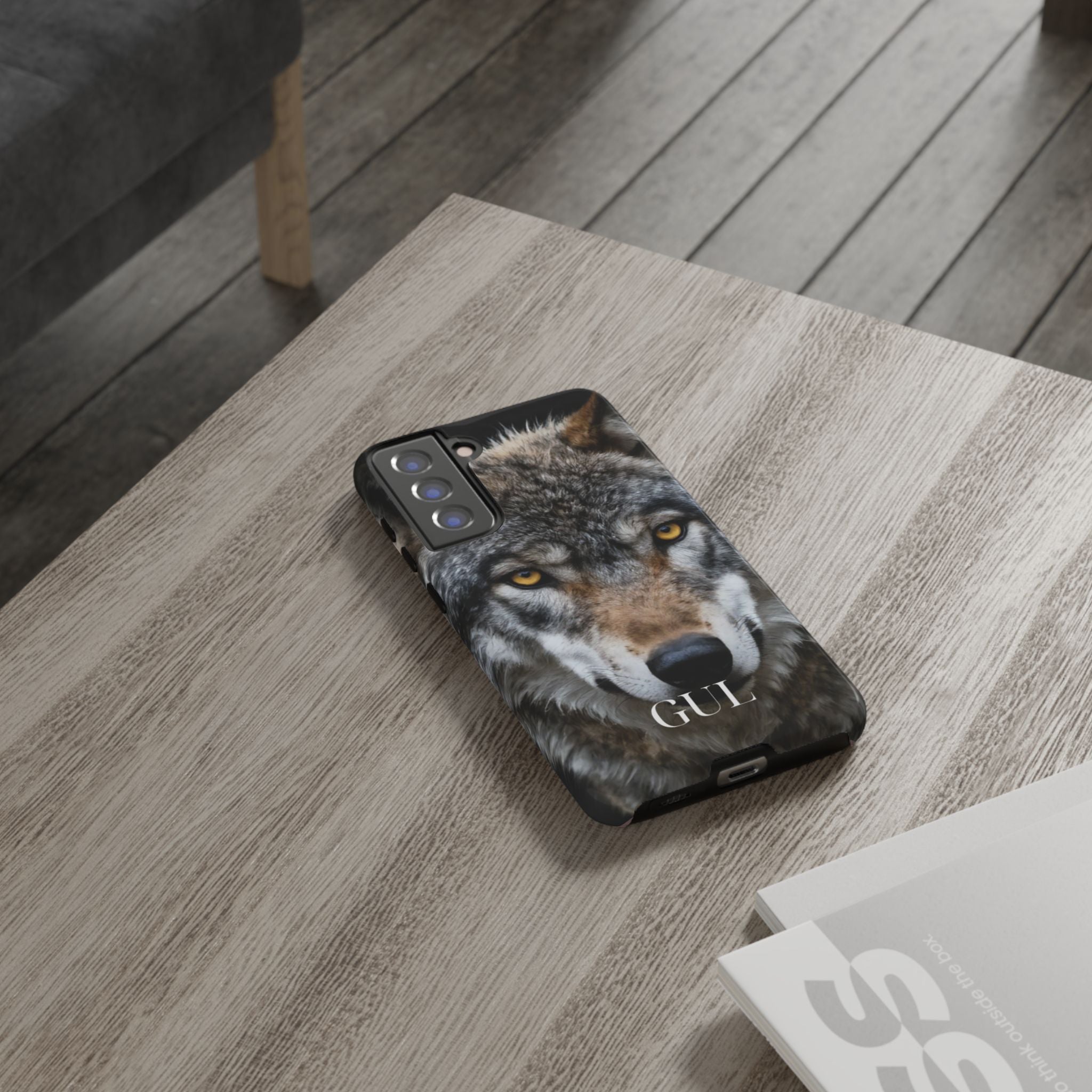 Wolf Eyes Phone Case — Fierce Wildlife iPhone Protective Case with ‘GUL’ Text