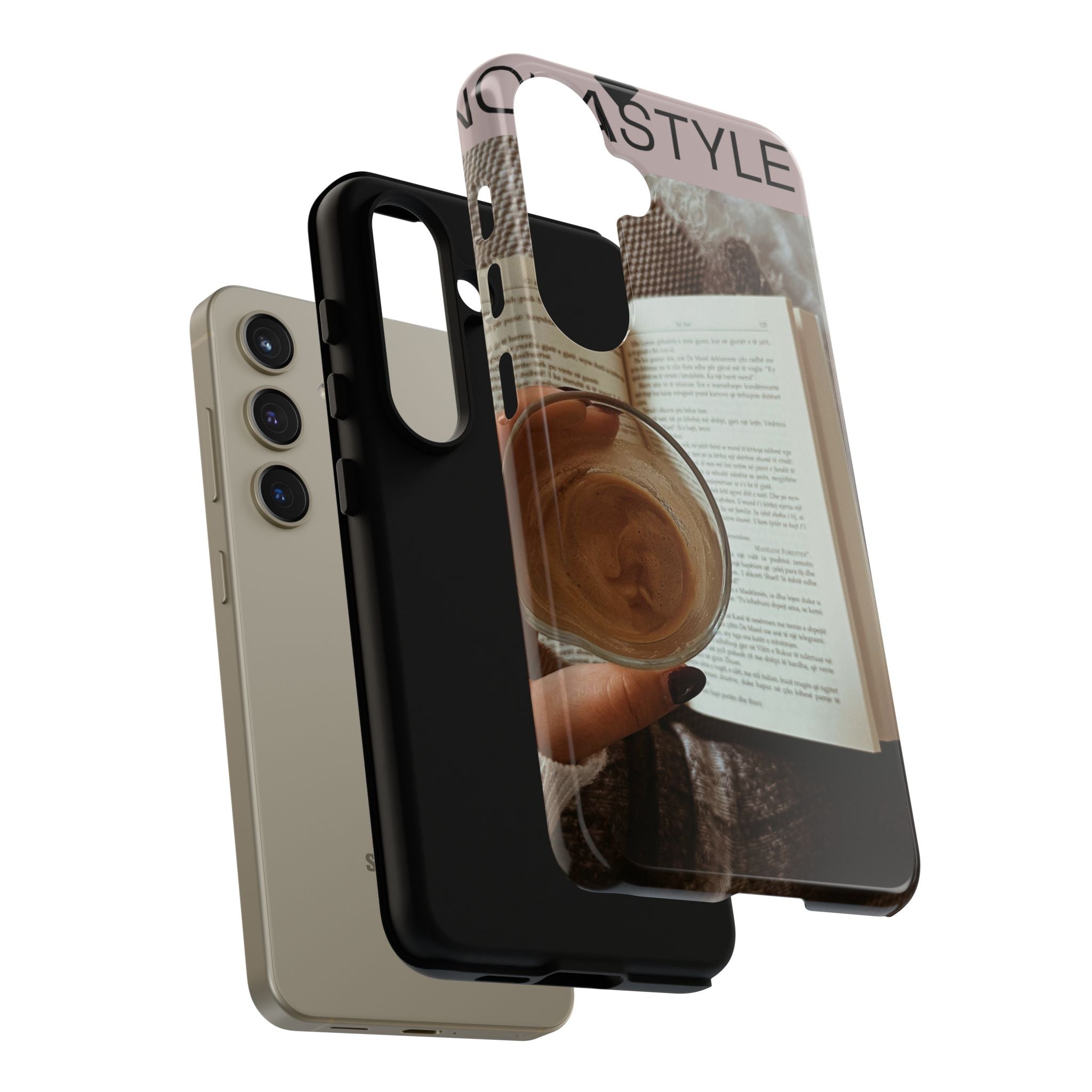 Cozy Reading Phone Case — Coffee & Book Protective Cover