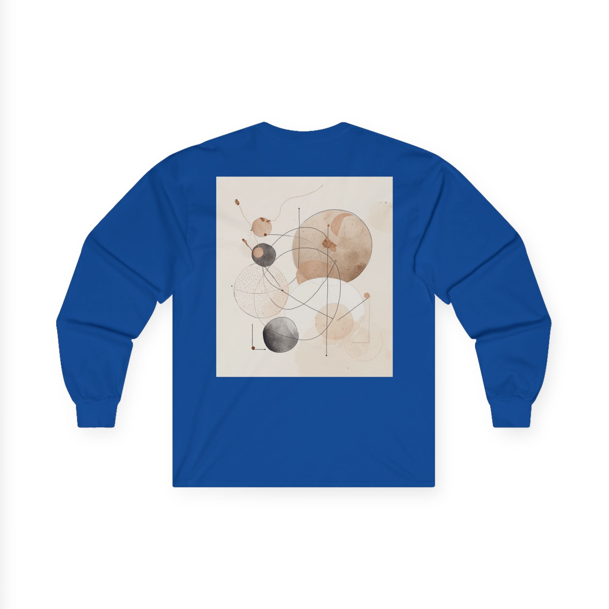 Abstract Geometric Art Long Sleeve Tee — Neutral Circle Composition