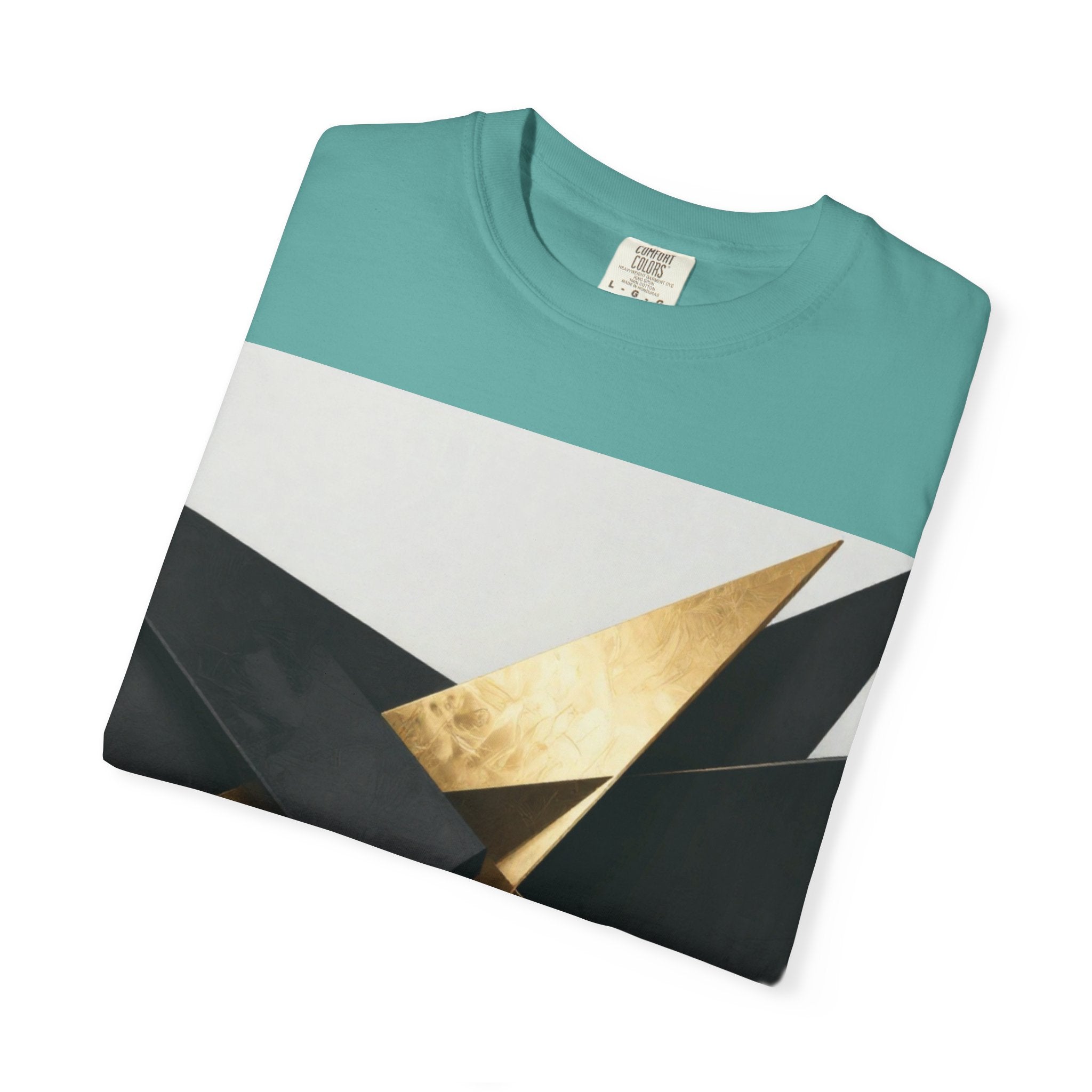 Graphic T-Shirt — Modern Gold Abstract & Mountain Photo Print
