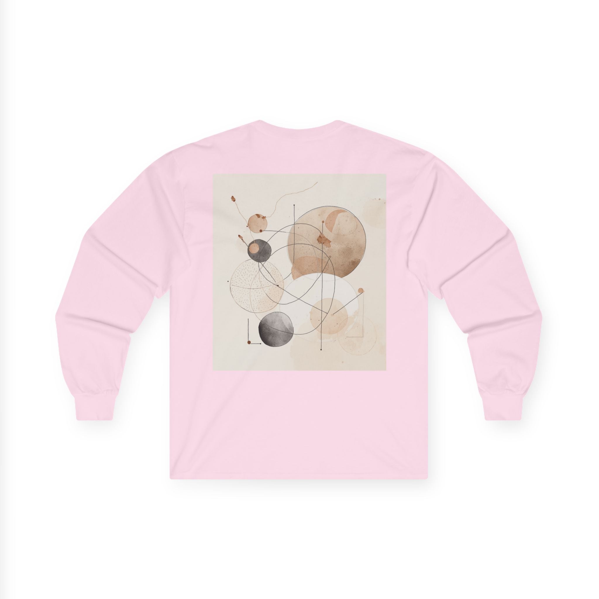 Abstract Geometric Art Long Sleeve Tee — Neutral Circle Composition