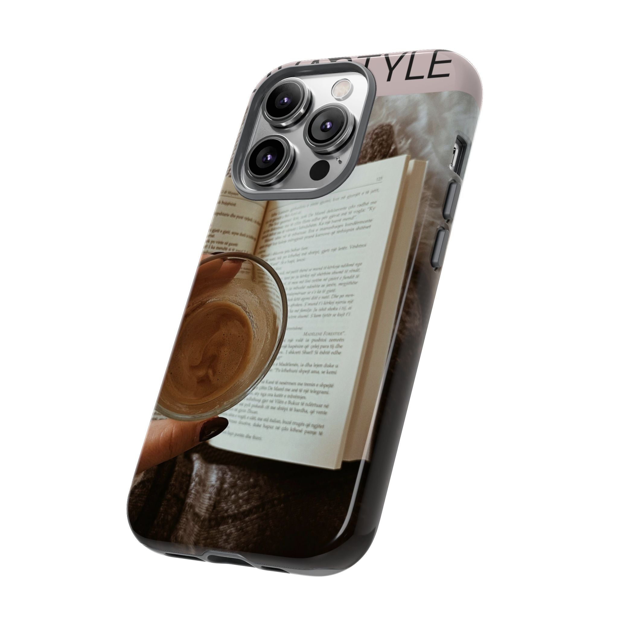 Cozy Reading Phone Case — Coffee & Book Protective Cover