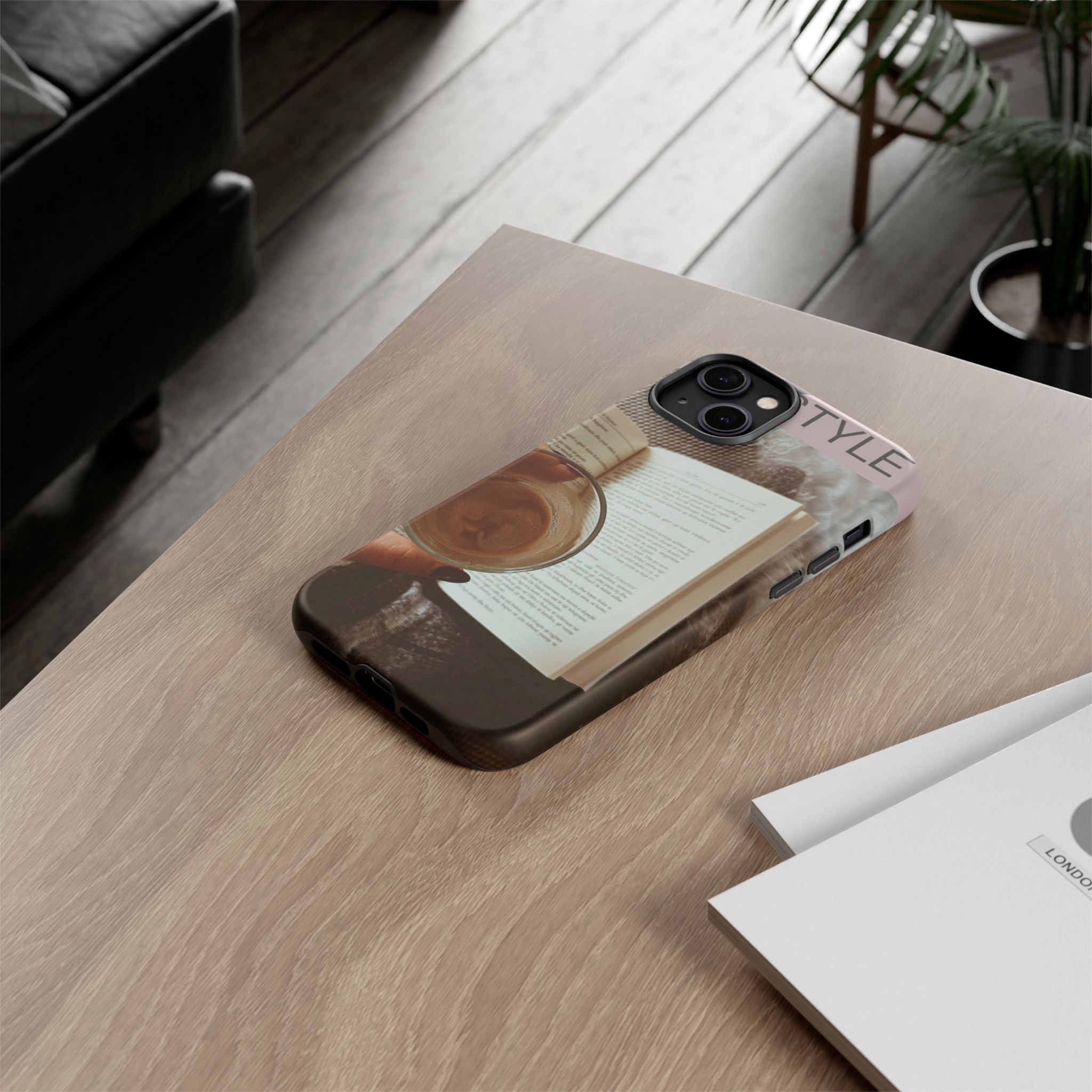 Cozy Reading Phone Case — Coffee & Book Protective Cover