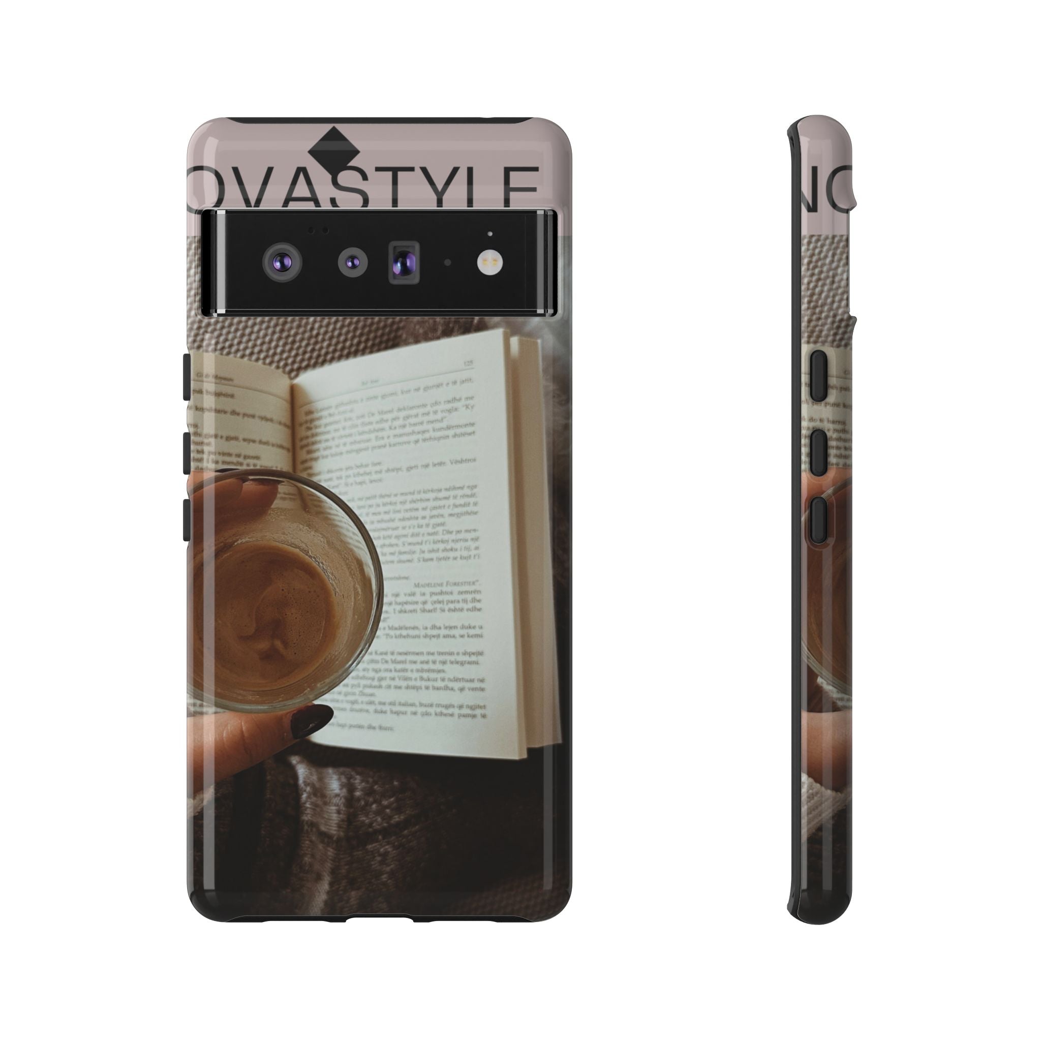 Cozy Reading Phone Case — Coffee & Book Protective Cover