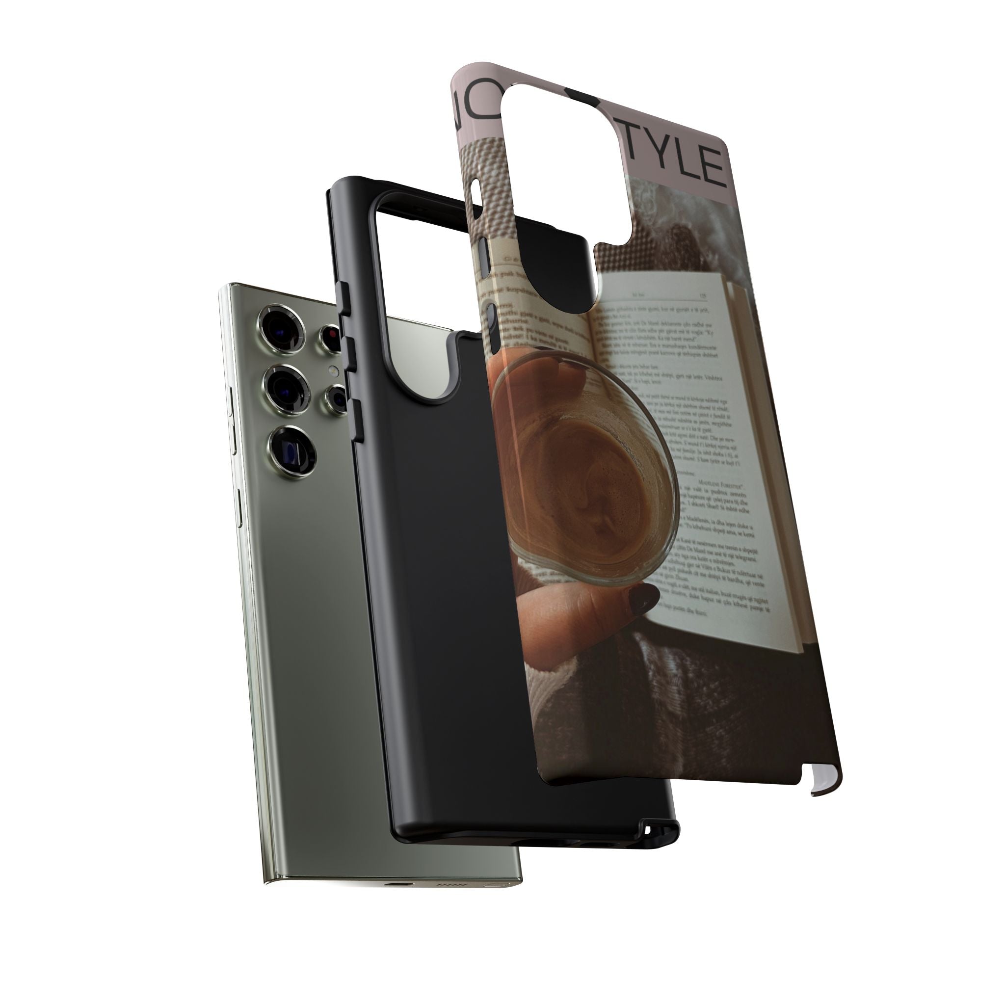 Cozy Reading Phone Case — Coffee & Book Protective Cover