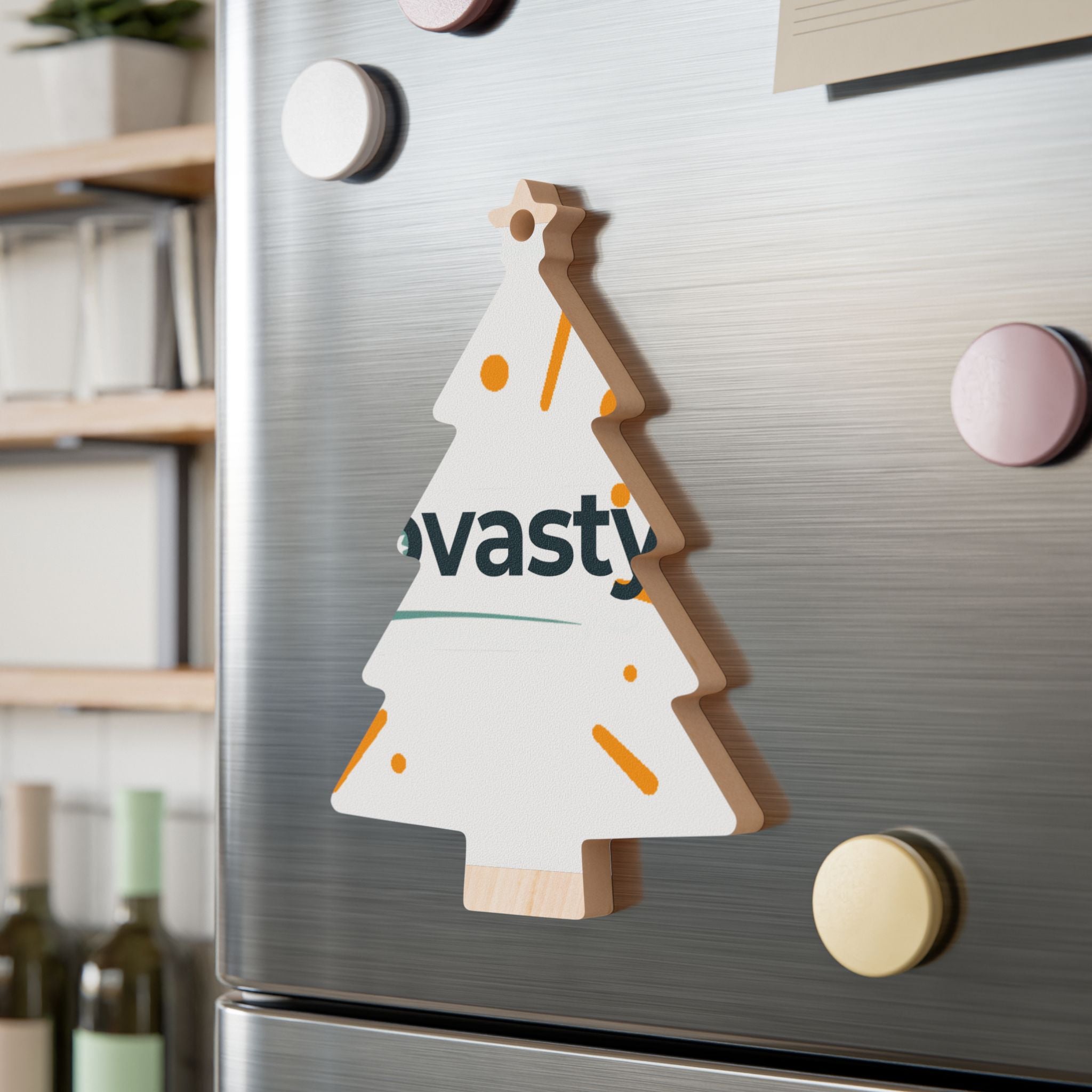 Bell-Shaped Wooden Ornament — Minimal Logo & Illustration Holiday Decoration