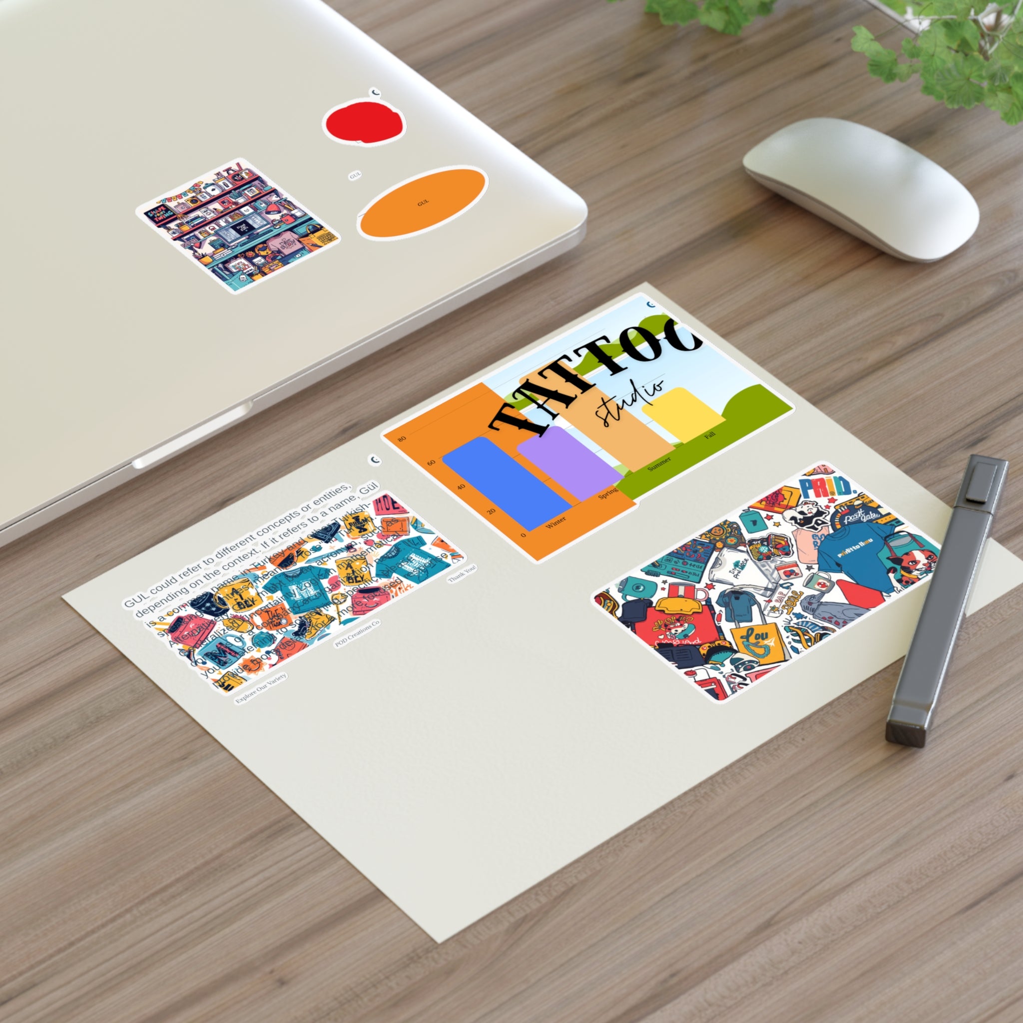 Colorful Sticker Sheets — Retro Tattoo & Pop Art Icons