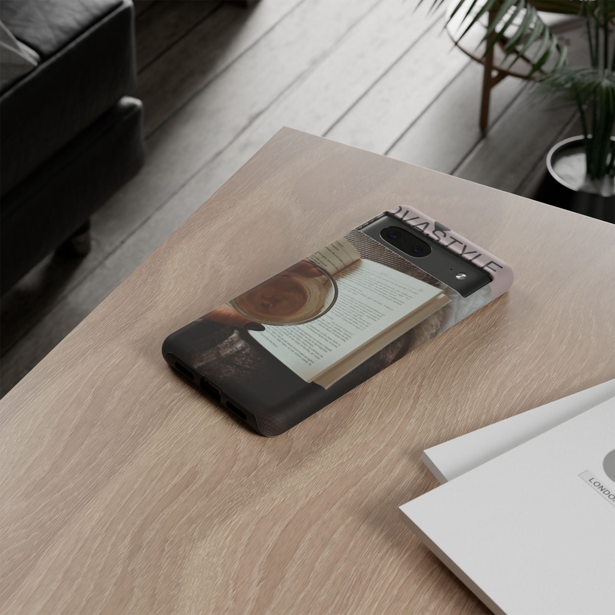 Cozy Reading Phone Case — Coffee & Book Protective Cover