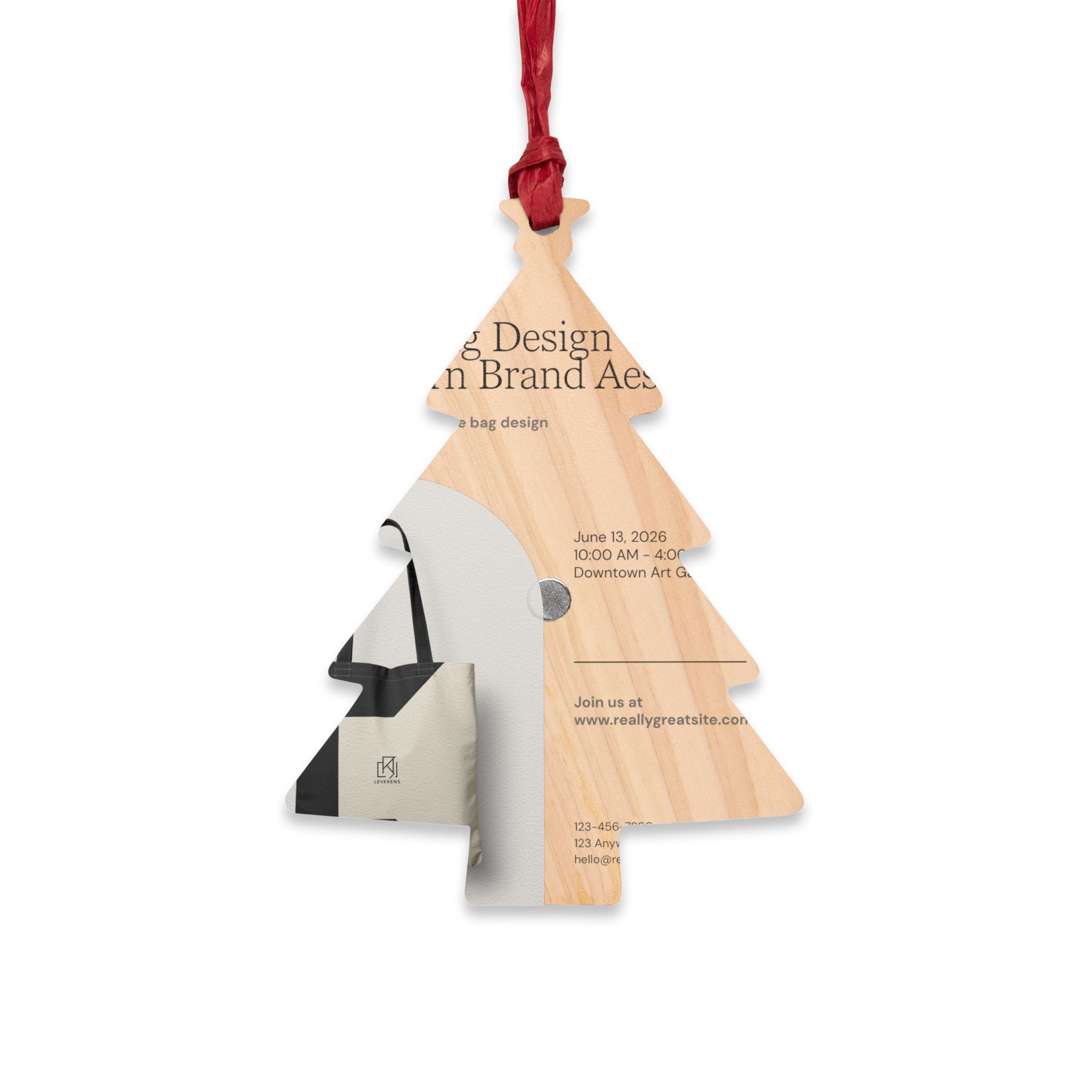 Bell-Shaped Wooden Ornament — Minimal Logo & Illustration Holiday Decoration
