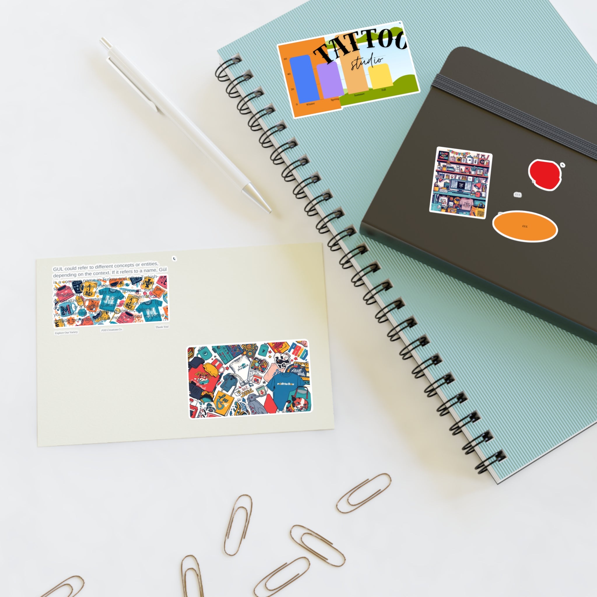 Colorful Sticker Sheets — Retro Tattoo & Pop Art Icons