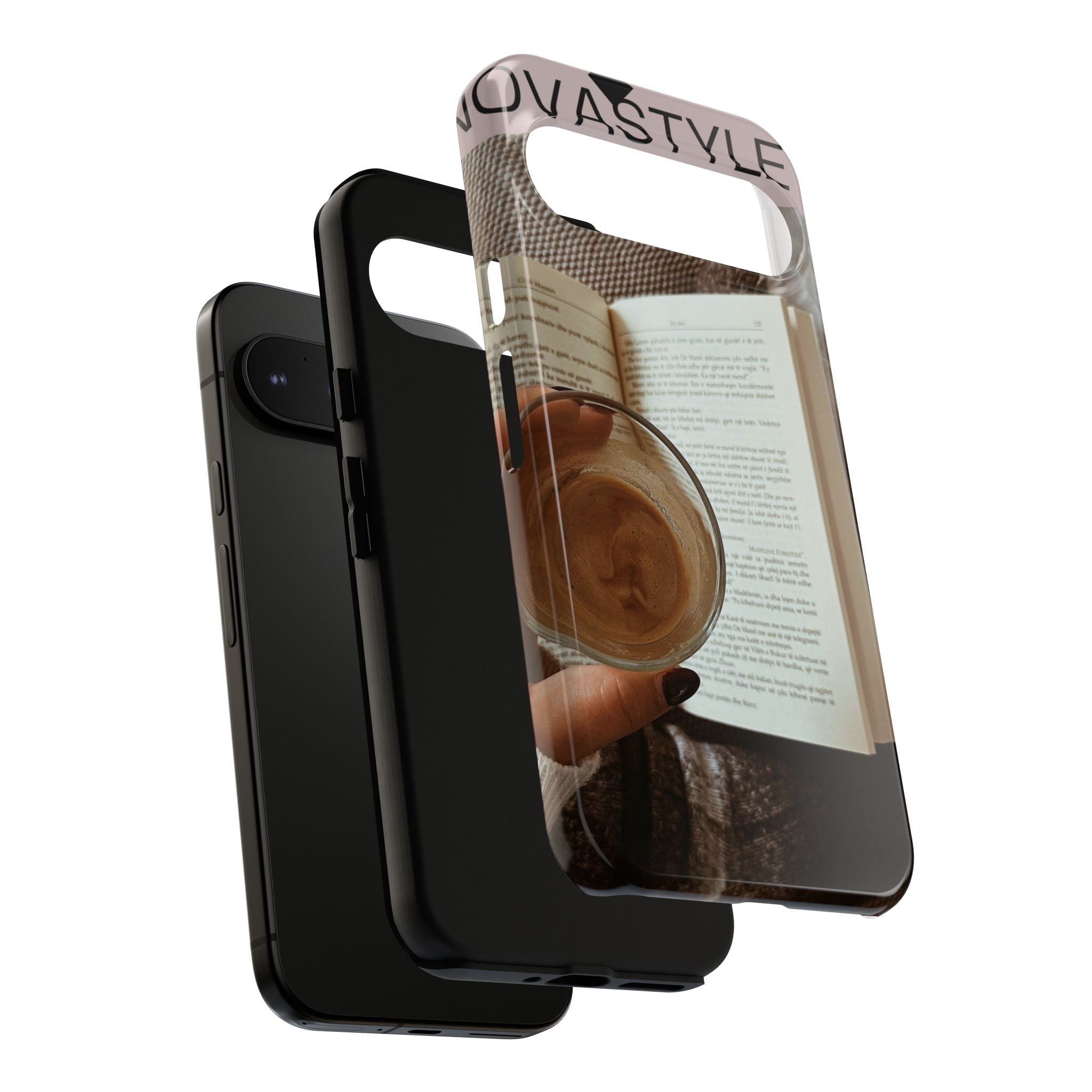 Cozy Reading Phone Case — Coffee & Book Protective Cover