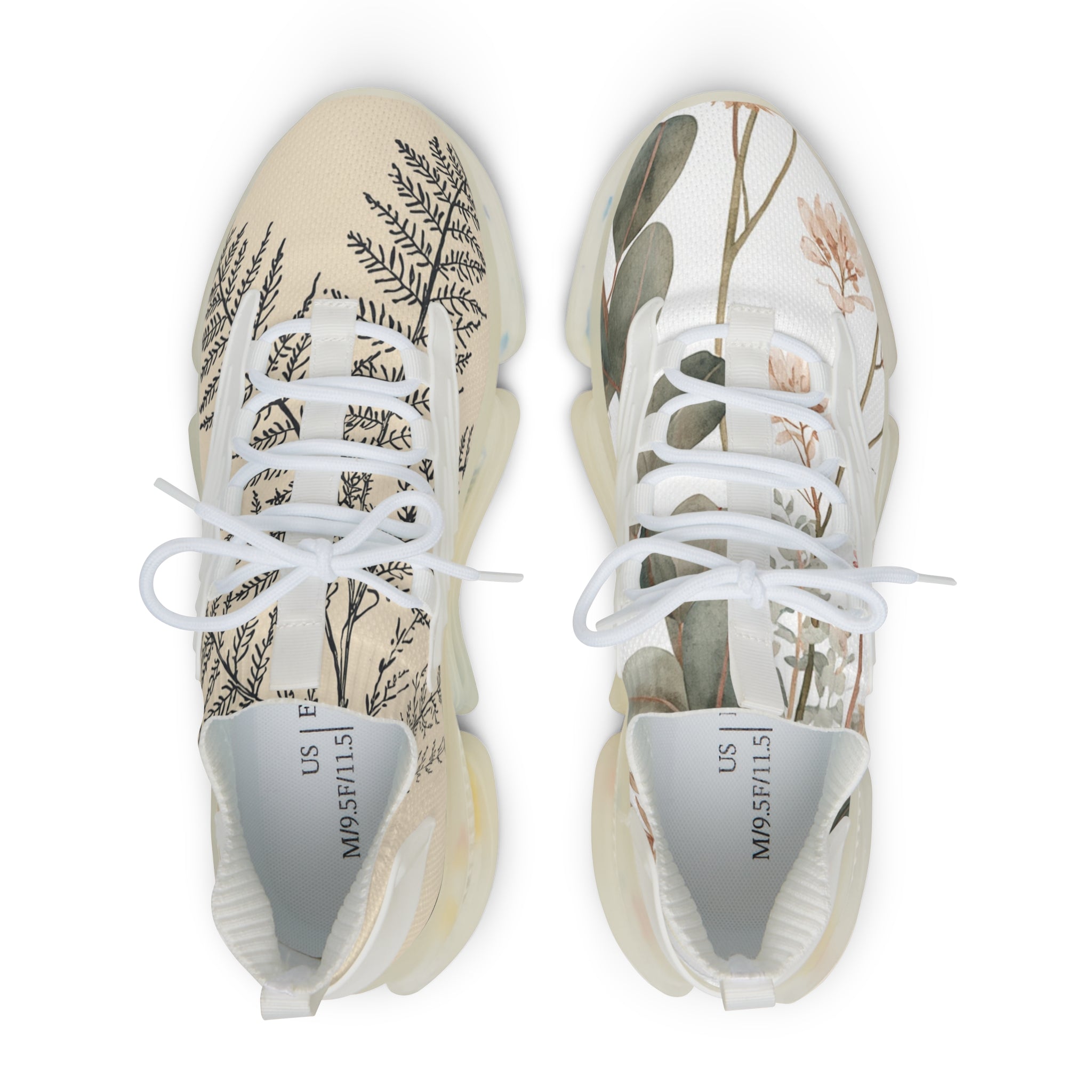 Floral Fern Mesh Sneakers — Lightweight Botanical Athletic Shoes for Men
