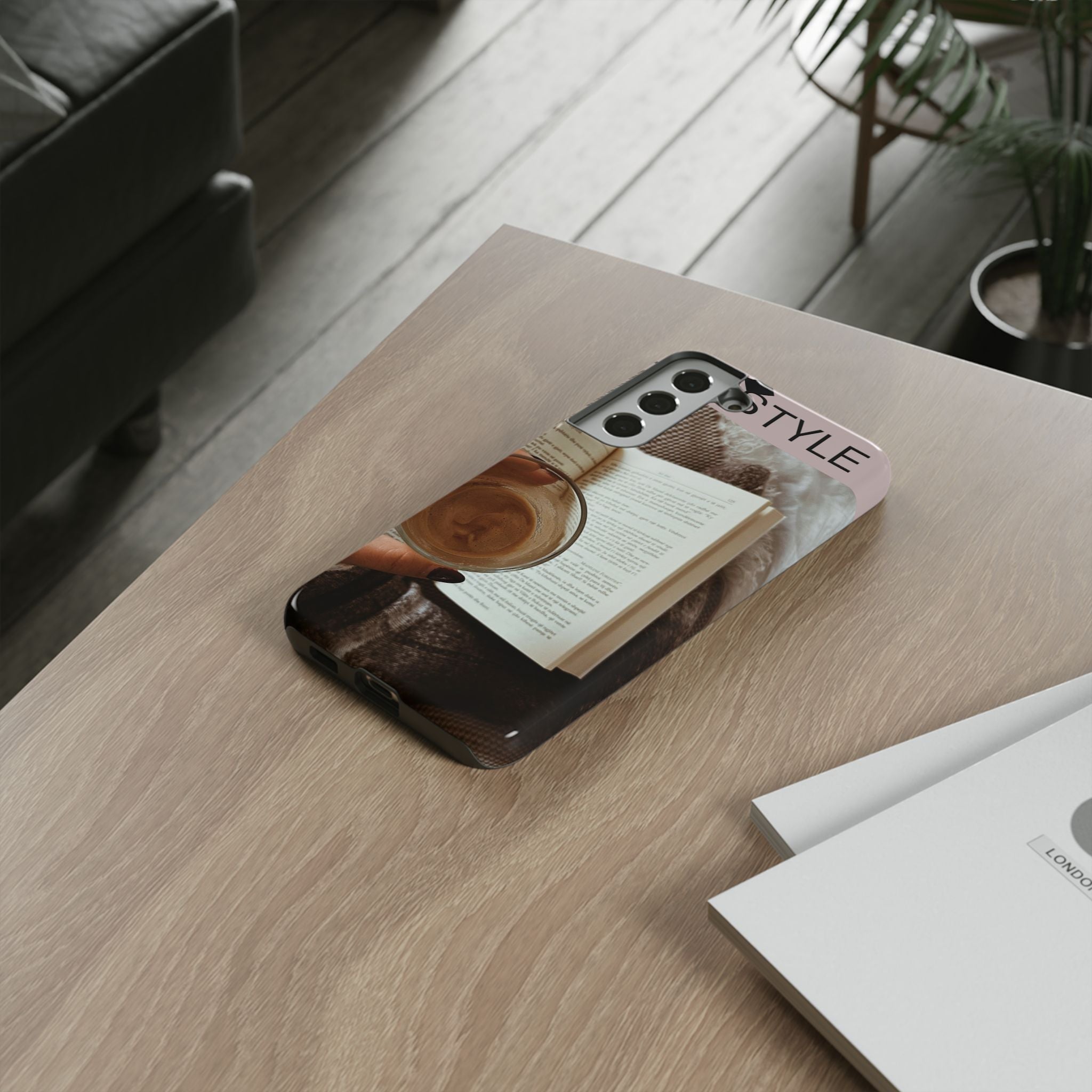 Cozy Reading Phone Case — Coffee & Book Protective Cover