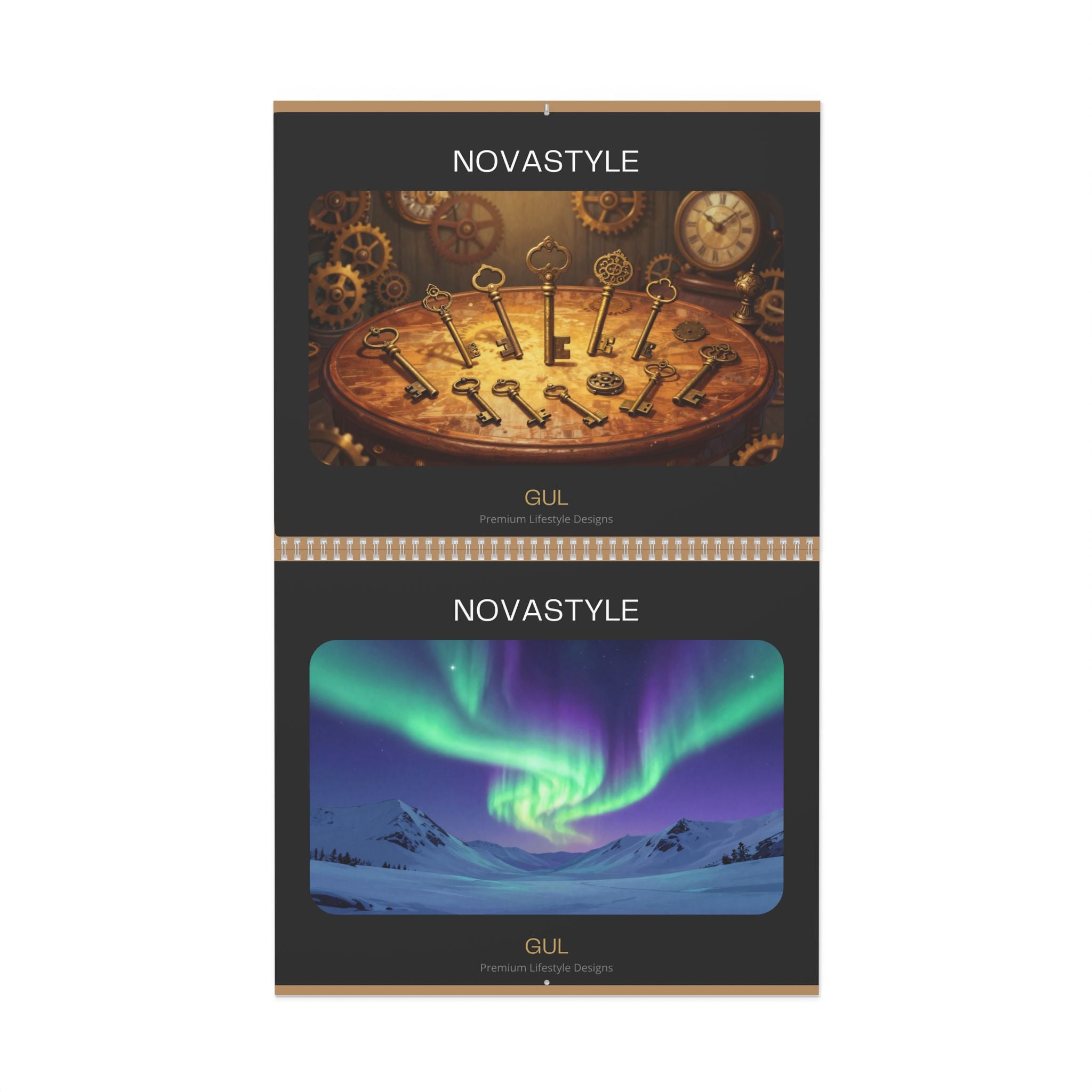 Mandala & Nature Wall Calendar — 12‑Month Artistic Spiral Calendar with Kaleidoscope Art, Aurora & Vintage Keys