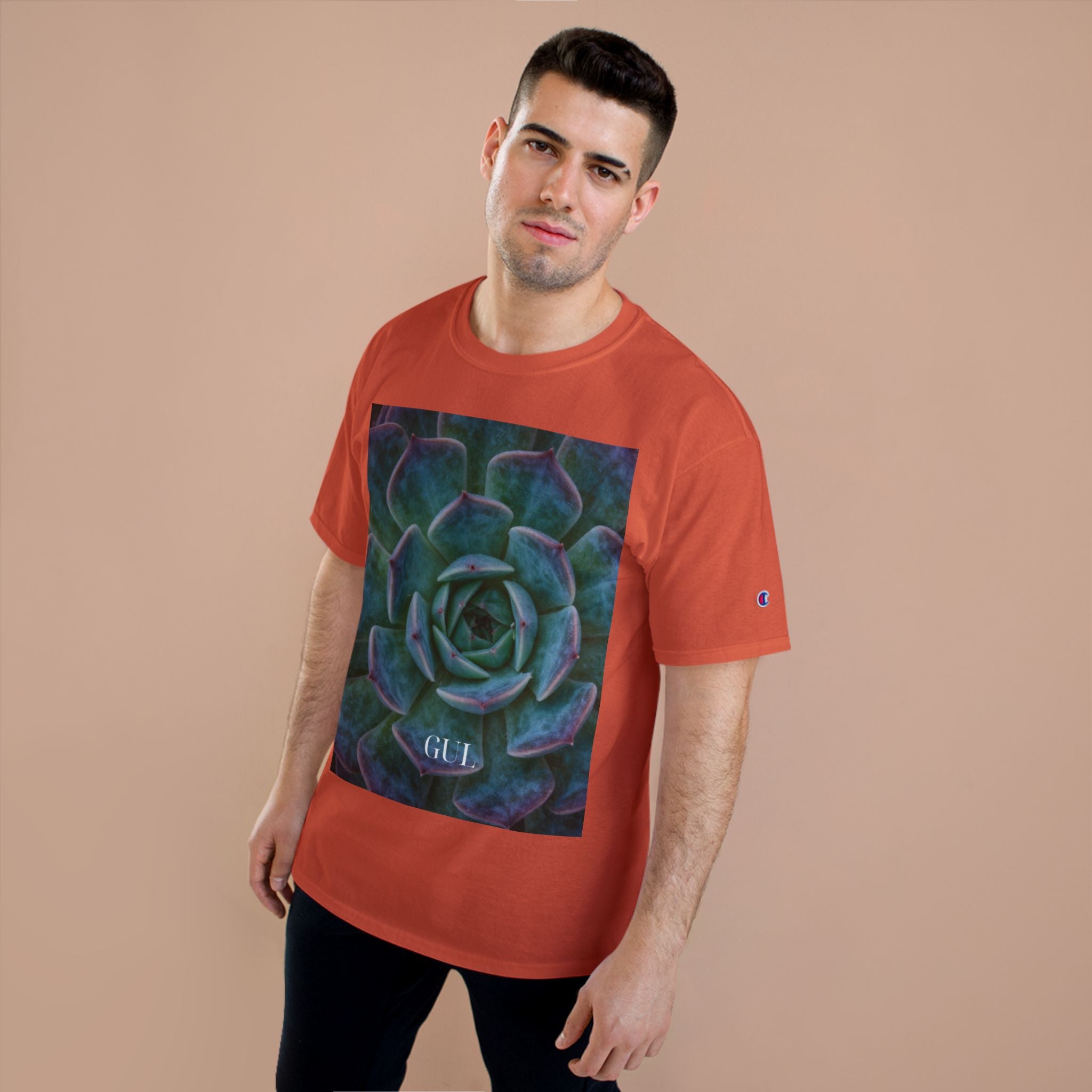 Champion Graphic T‑Shirt — Succulent & Pyramid Photo Print Tee