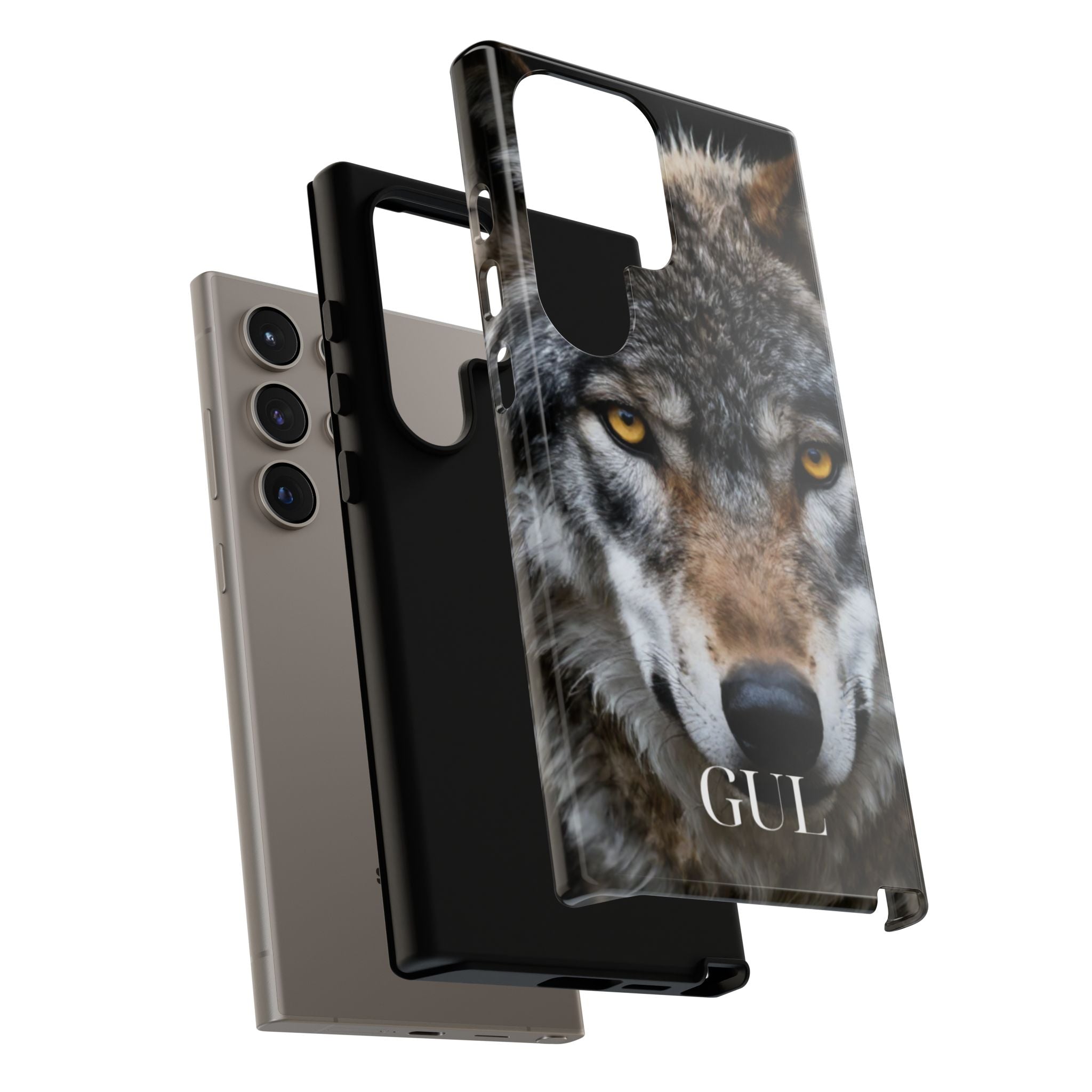 Wolf Eyes Phone Case — Fierce Wildlife iPhone Protective Case with ‘GUL’ Text