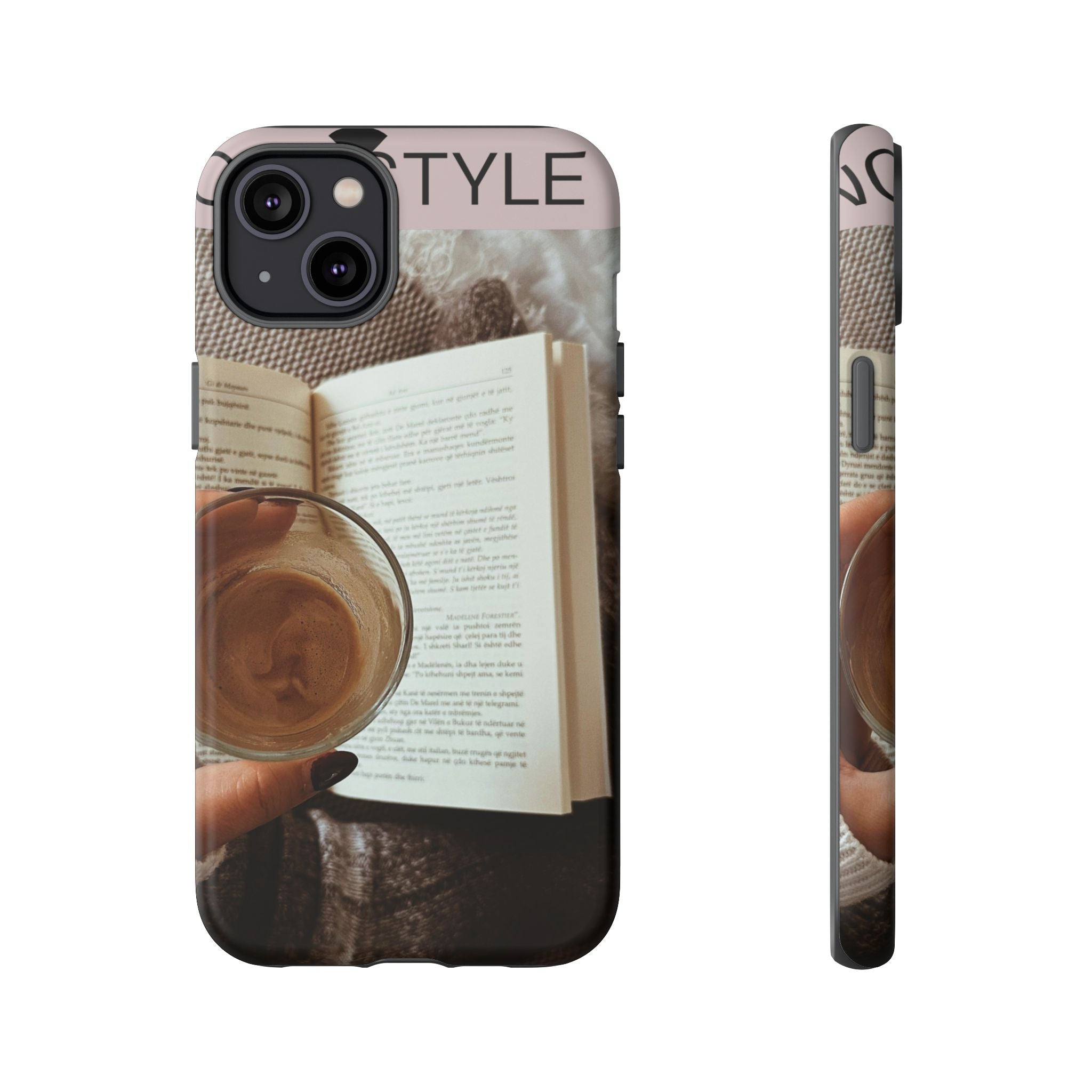 Cozy Reading Phone Case — Coffee & Book Protective Cover