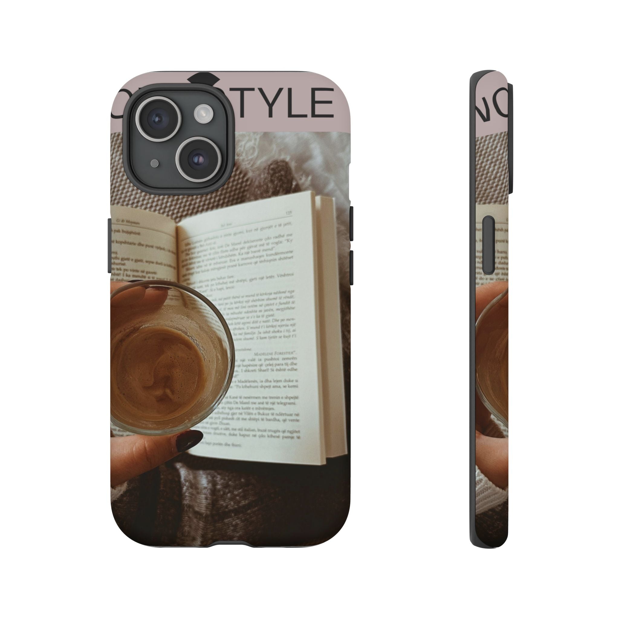 Cozy Reading Phone Case — Coffee & Book Protective Cover
