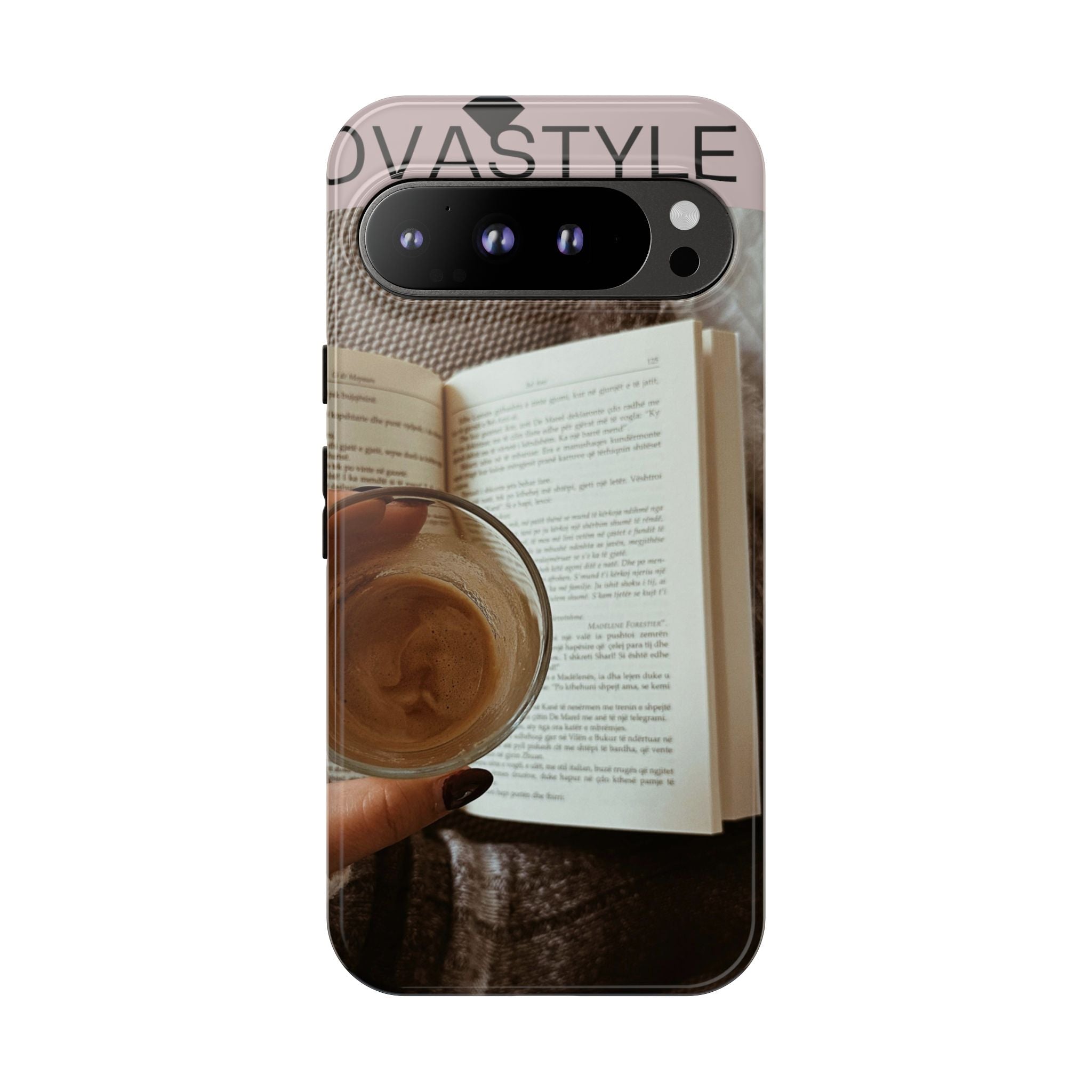 Cozy Reading Phone Case — Coffee & Book Protective Cover