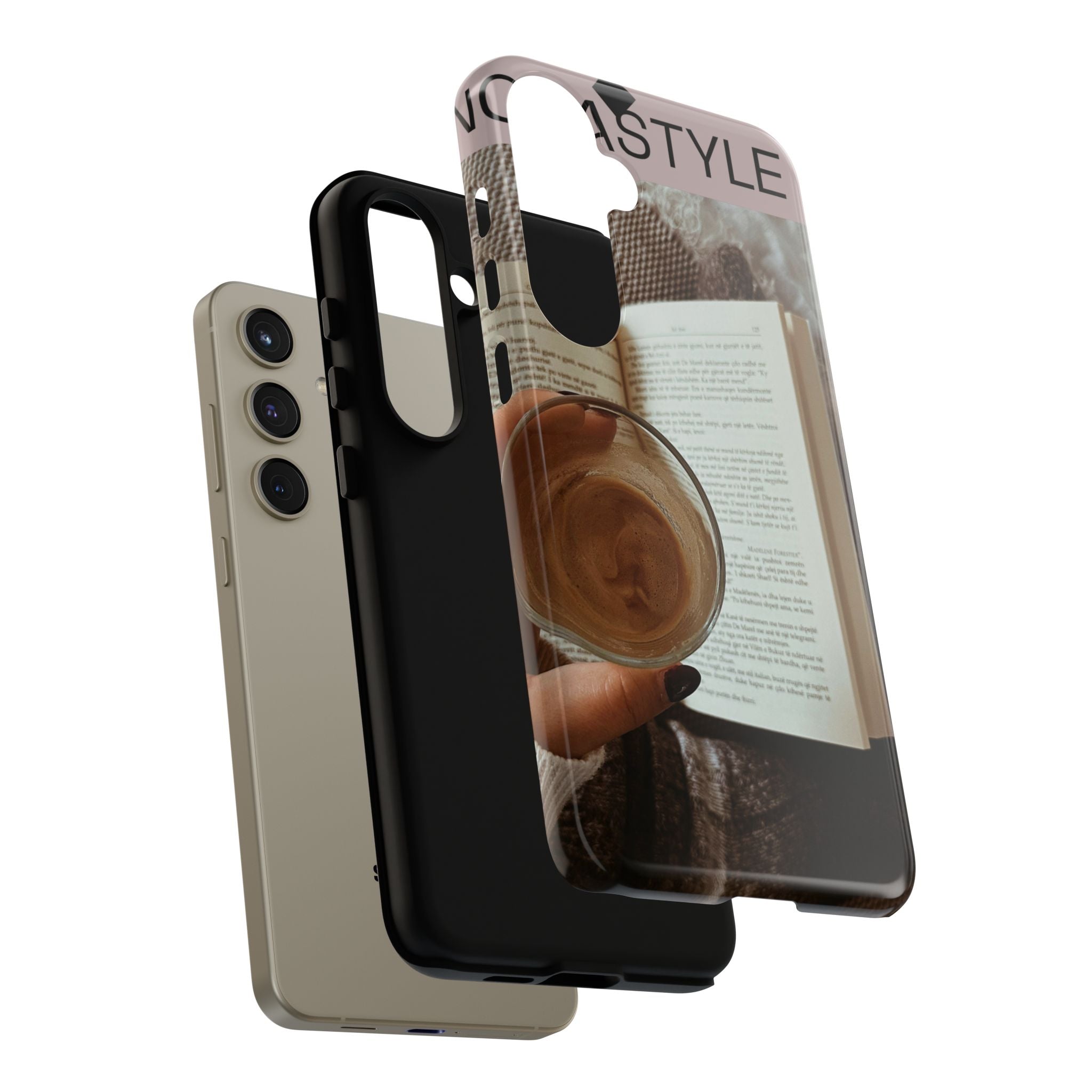 Cozy Reading Phone Case — Coffee & Book Protective Cover