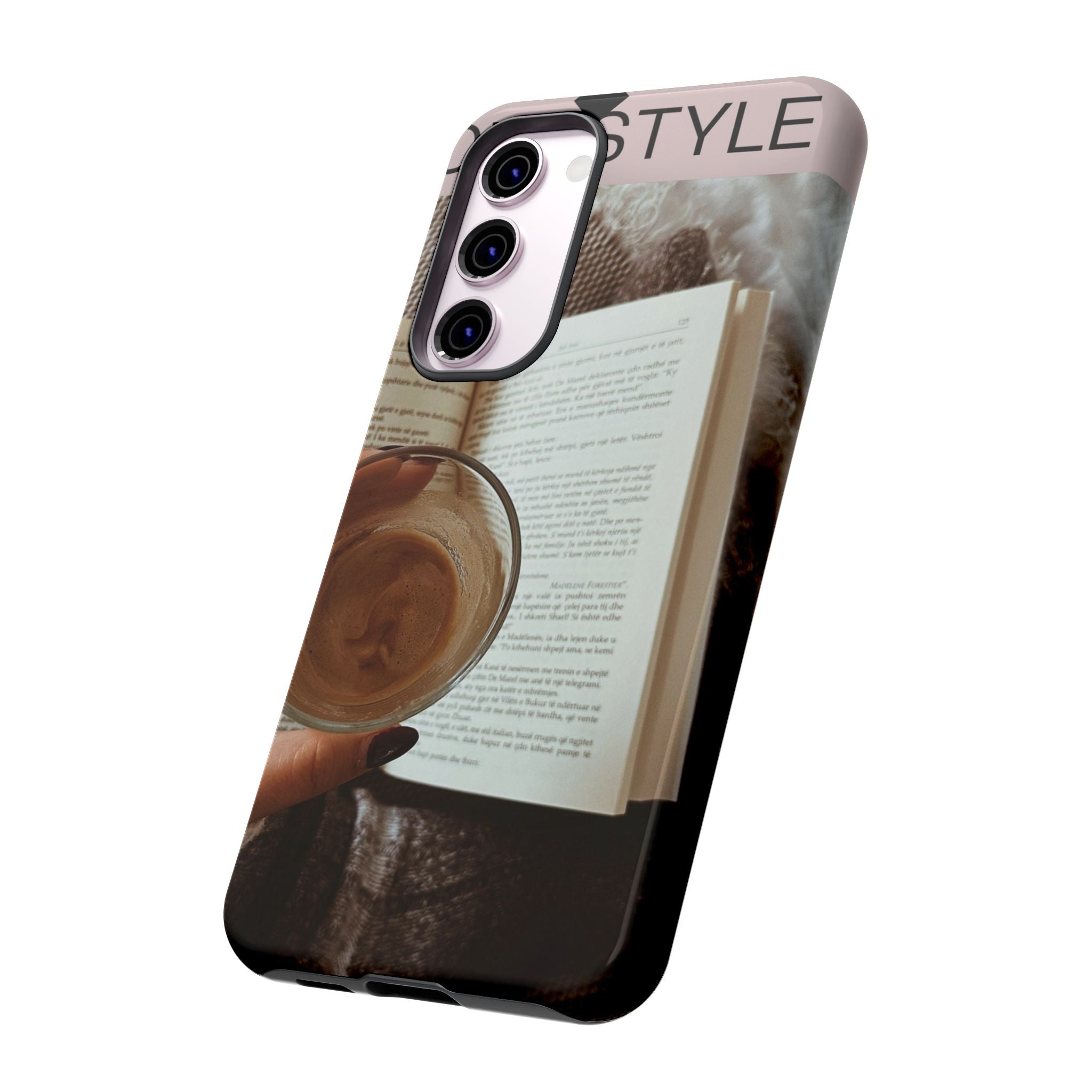 Cozy Reading Phone Case — Coffee & Book Protective Cover
