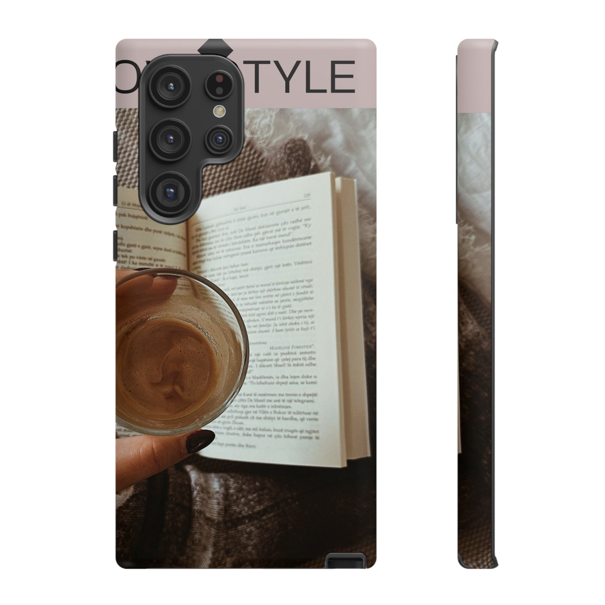 Cozy Reading Phone Case — Coffee & Book Protective Cover