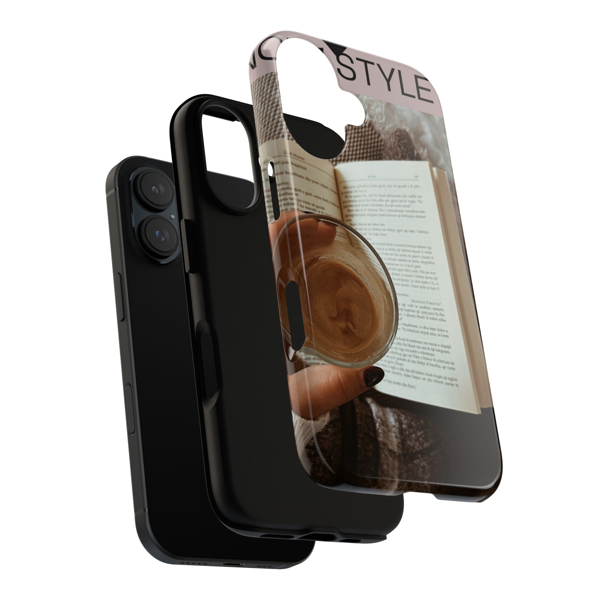 Cozy Reading Phone Case — Coffee & Book Protective Cover