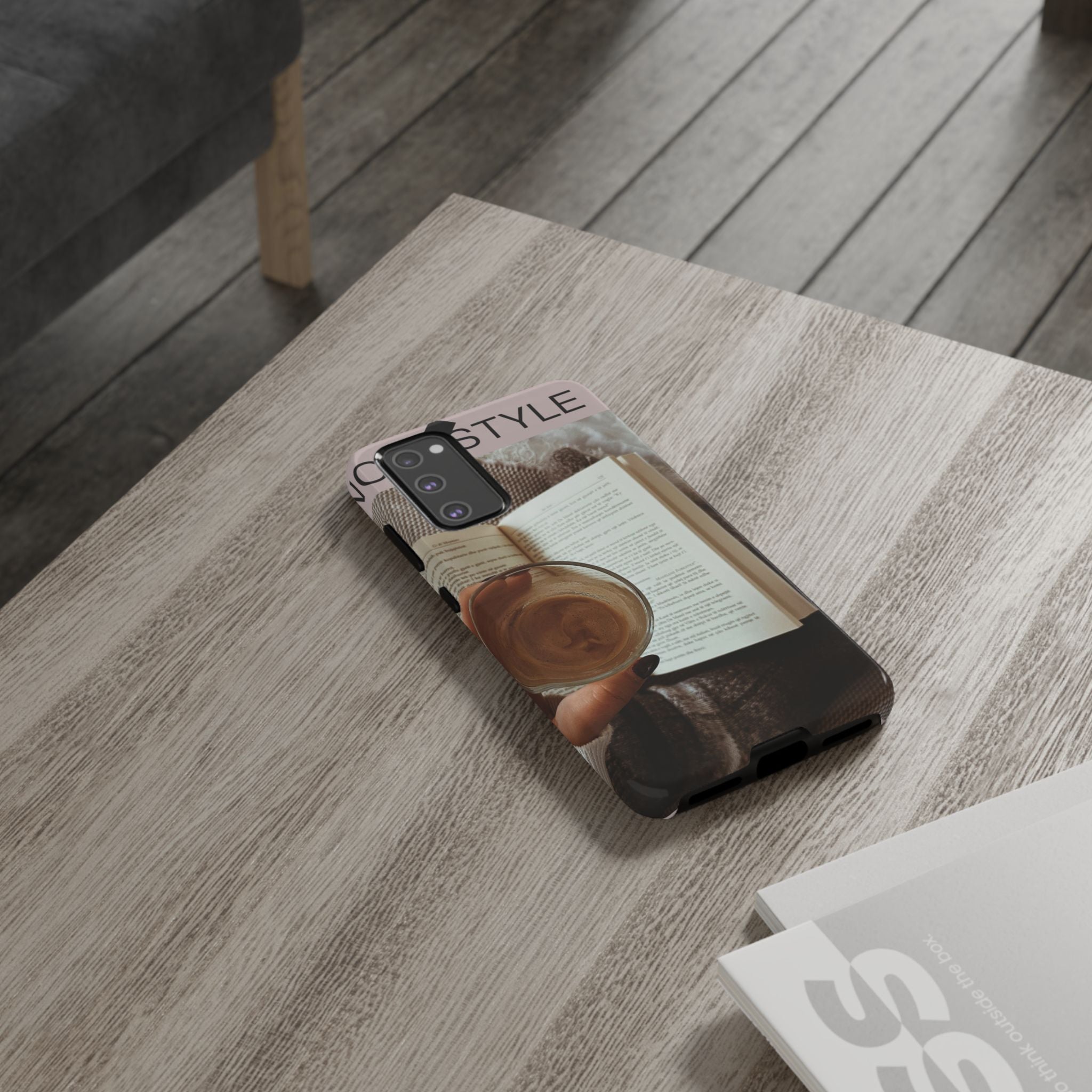 Cozy Reading Phone Case — Coffee & Book Protective Cover